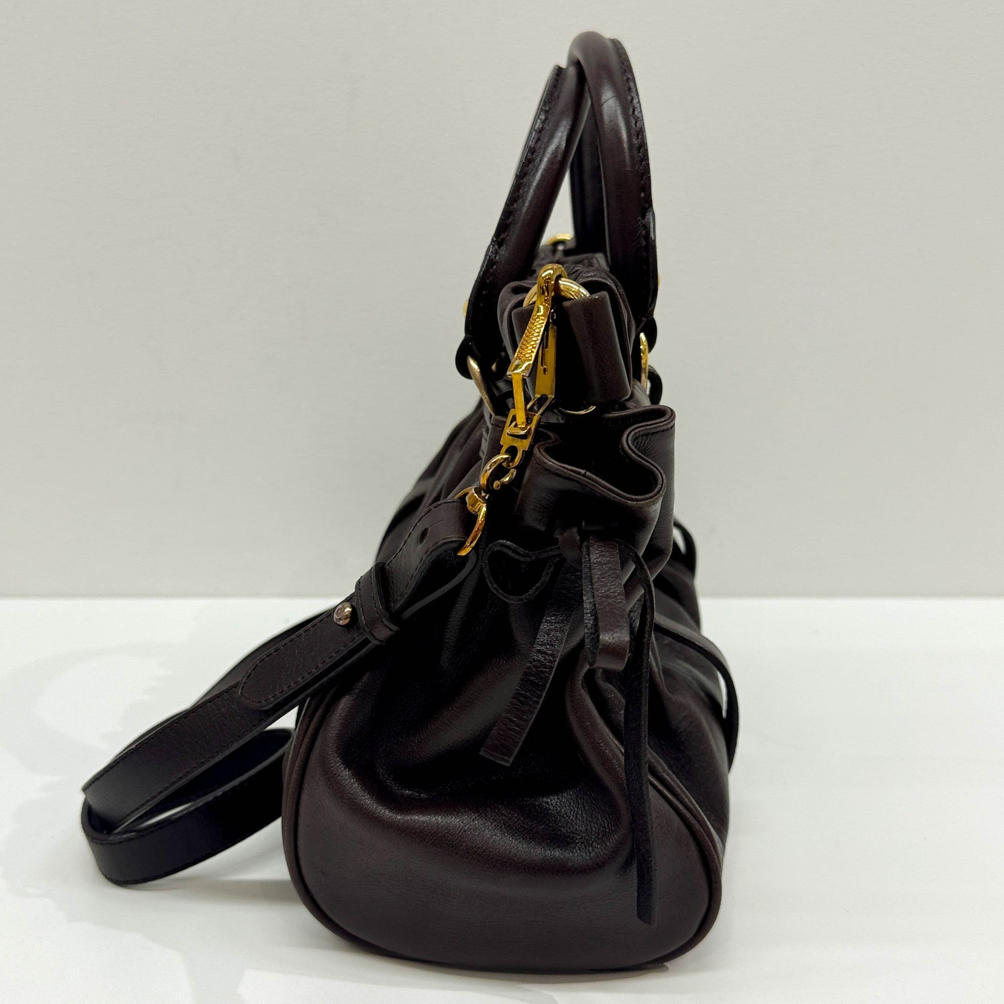 Vitello Dark Brown Leather Two Way Bag