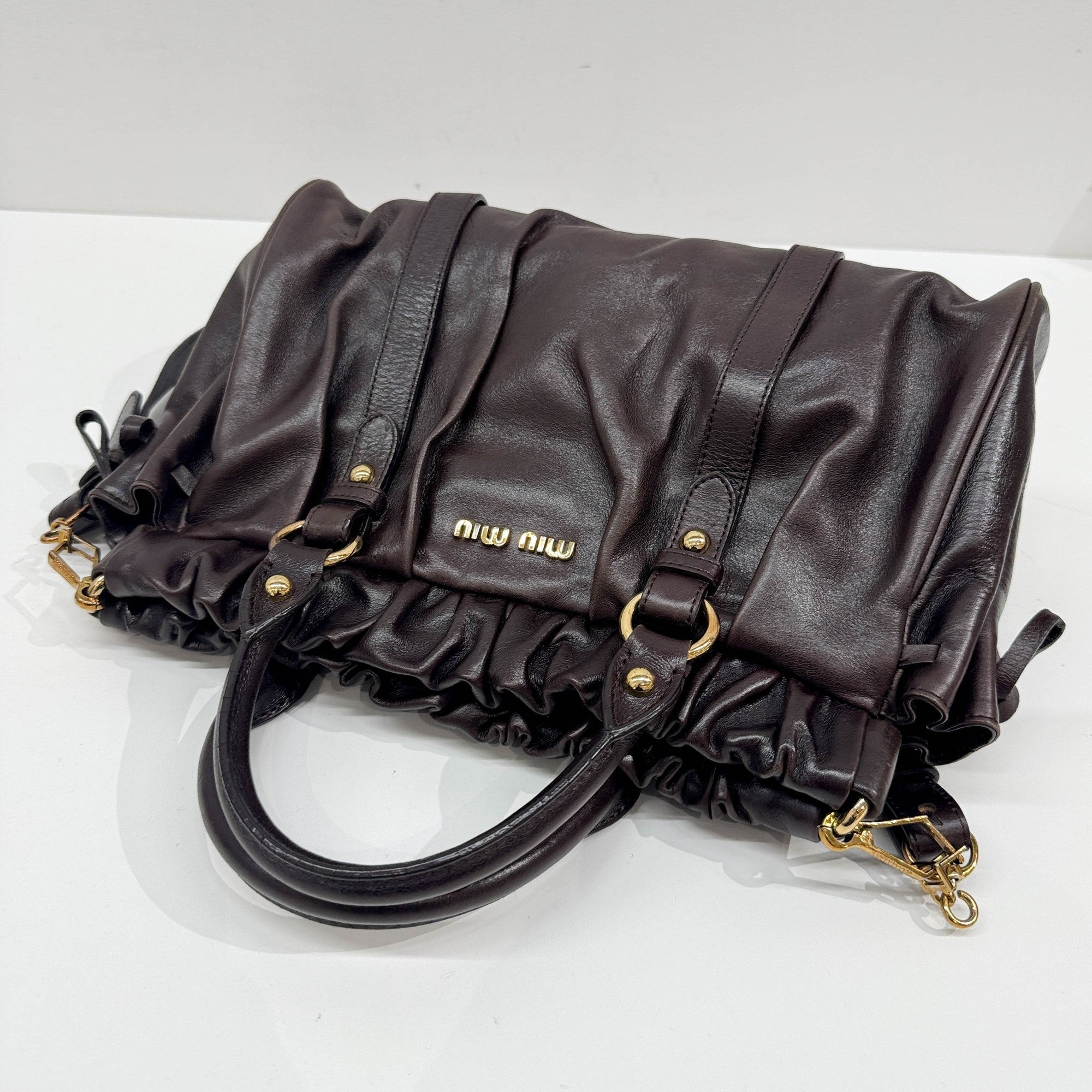 Vitello Dark Brown Leather Two Way Bag