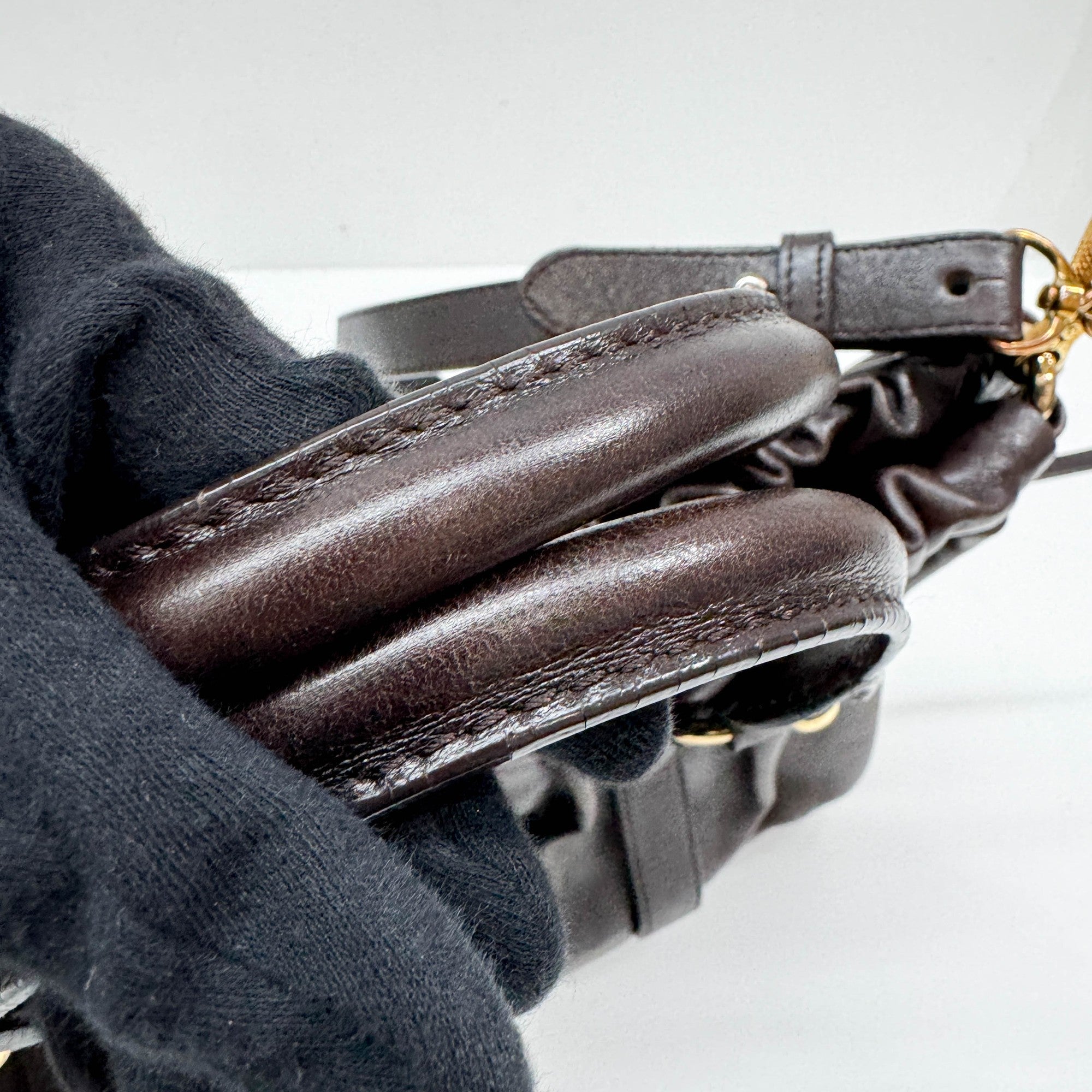 Vitello Dark Brown Leather Two Way Bag