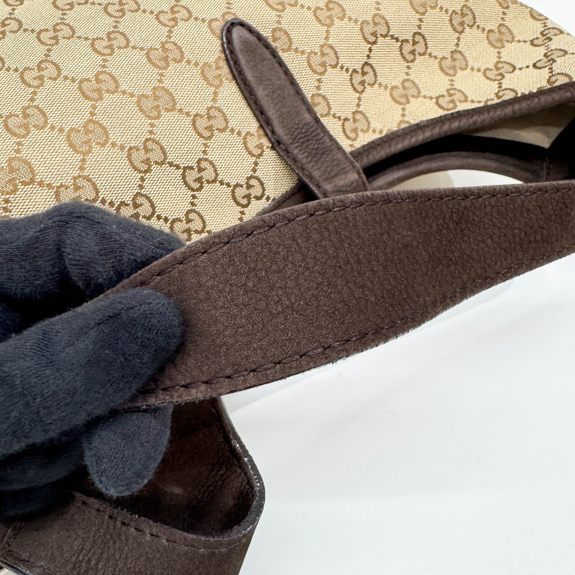 Jackie Cherry Line Brown GG Canvas Shoulder Bag