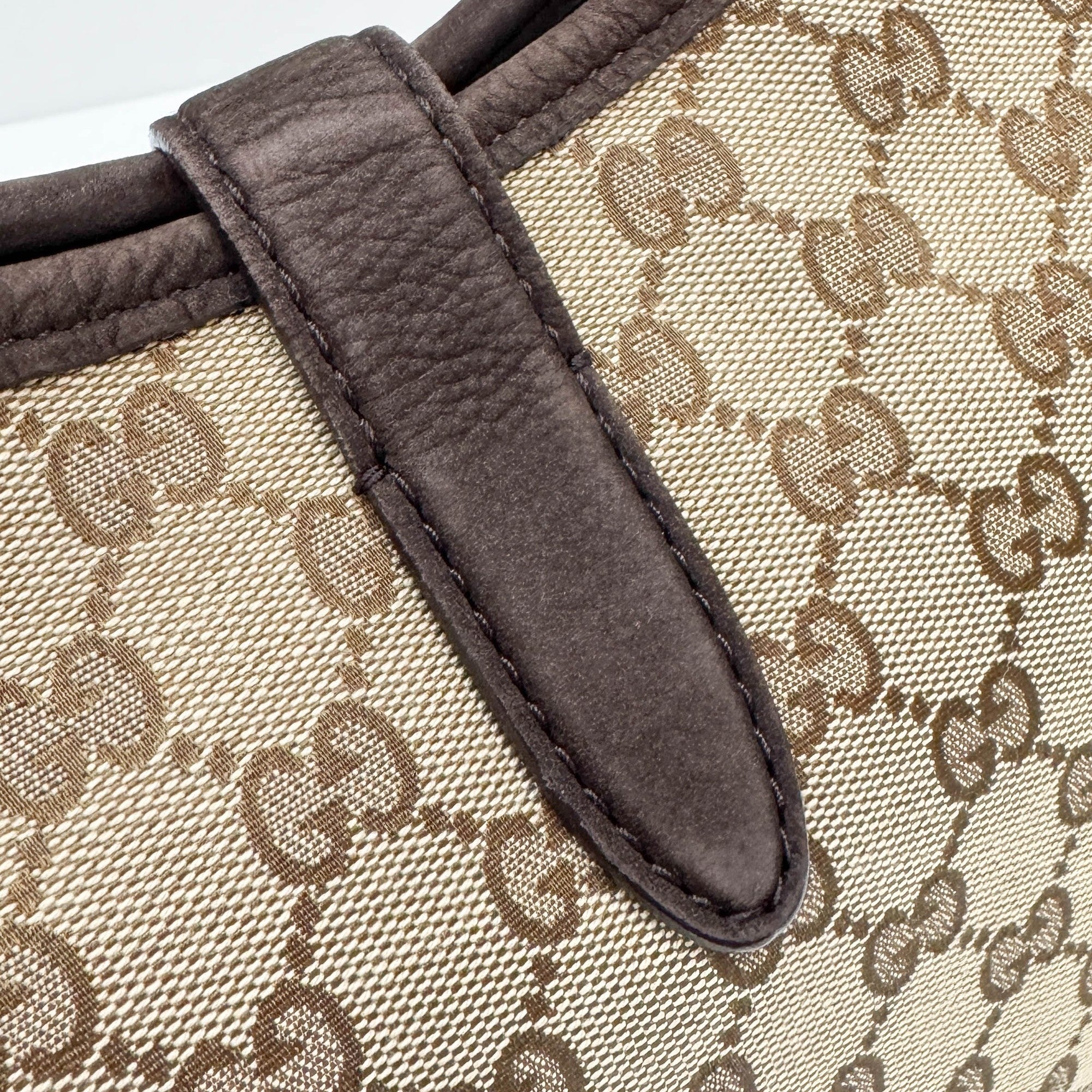 Jackie Cherry Line Brown GG Canvas Shoulder Bag