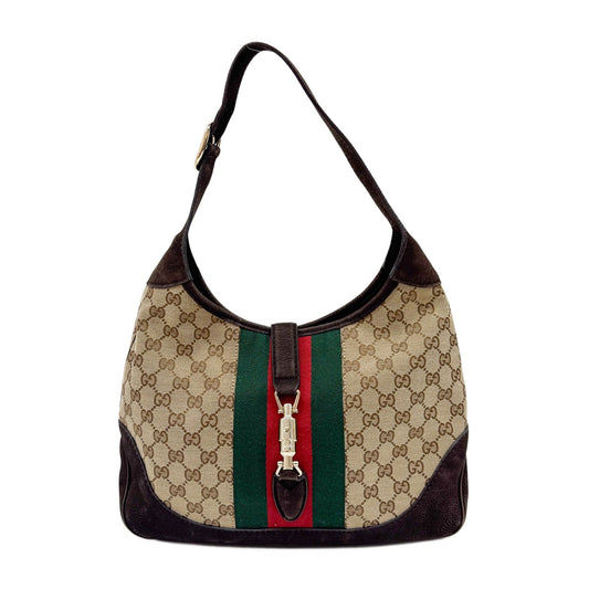 Jackie Cherry Line Brown GG Canvas Shoulder Bag