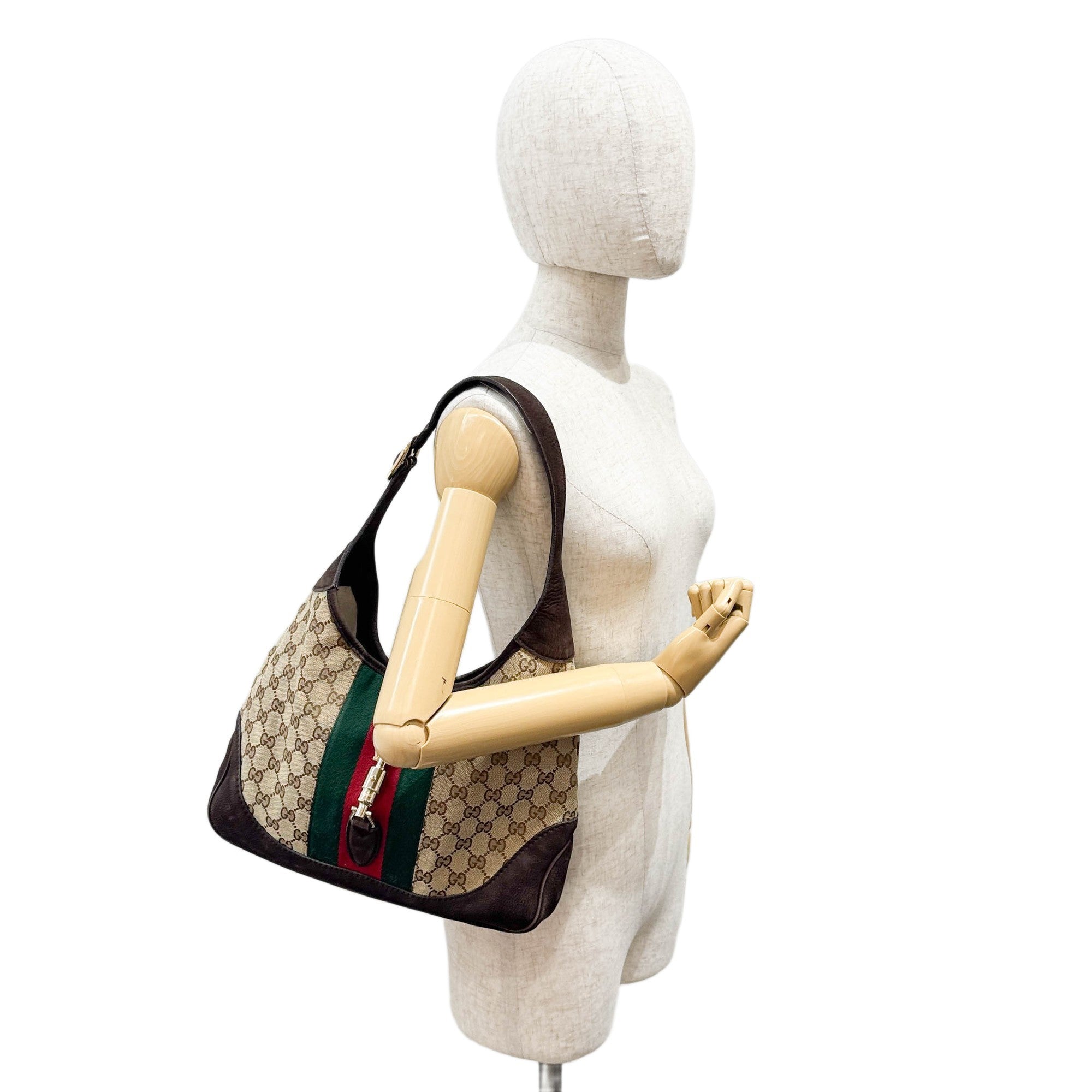 Jackie Cherry Line Brown GG Canvas Shoulder Bag