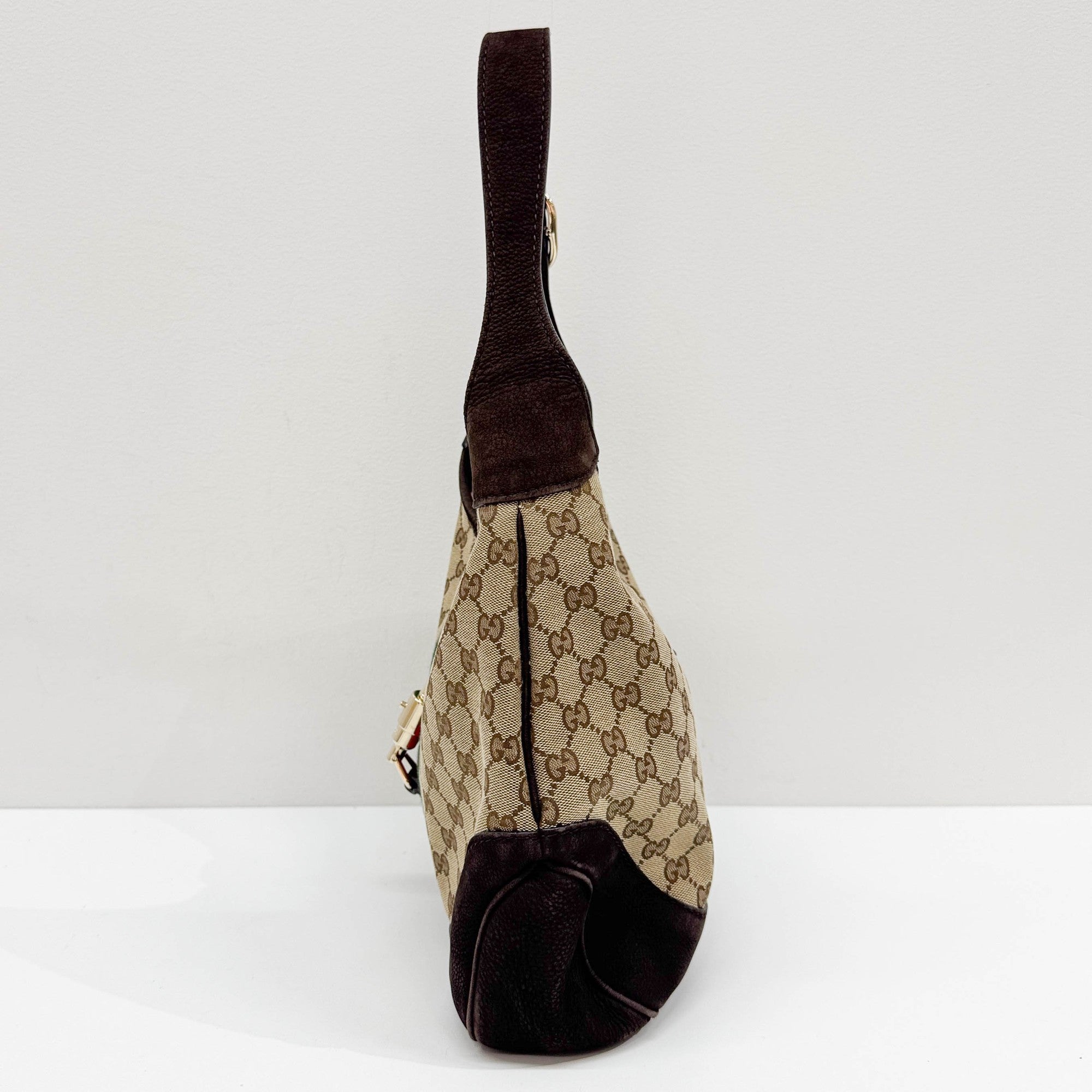 Jackie Cherry Line Brown GG Canvas Shoulder Bag