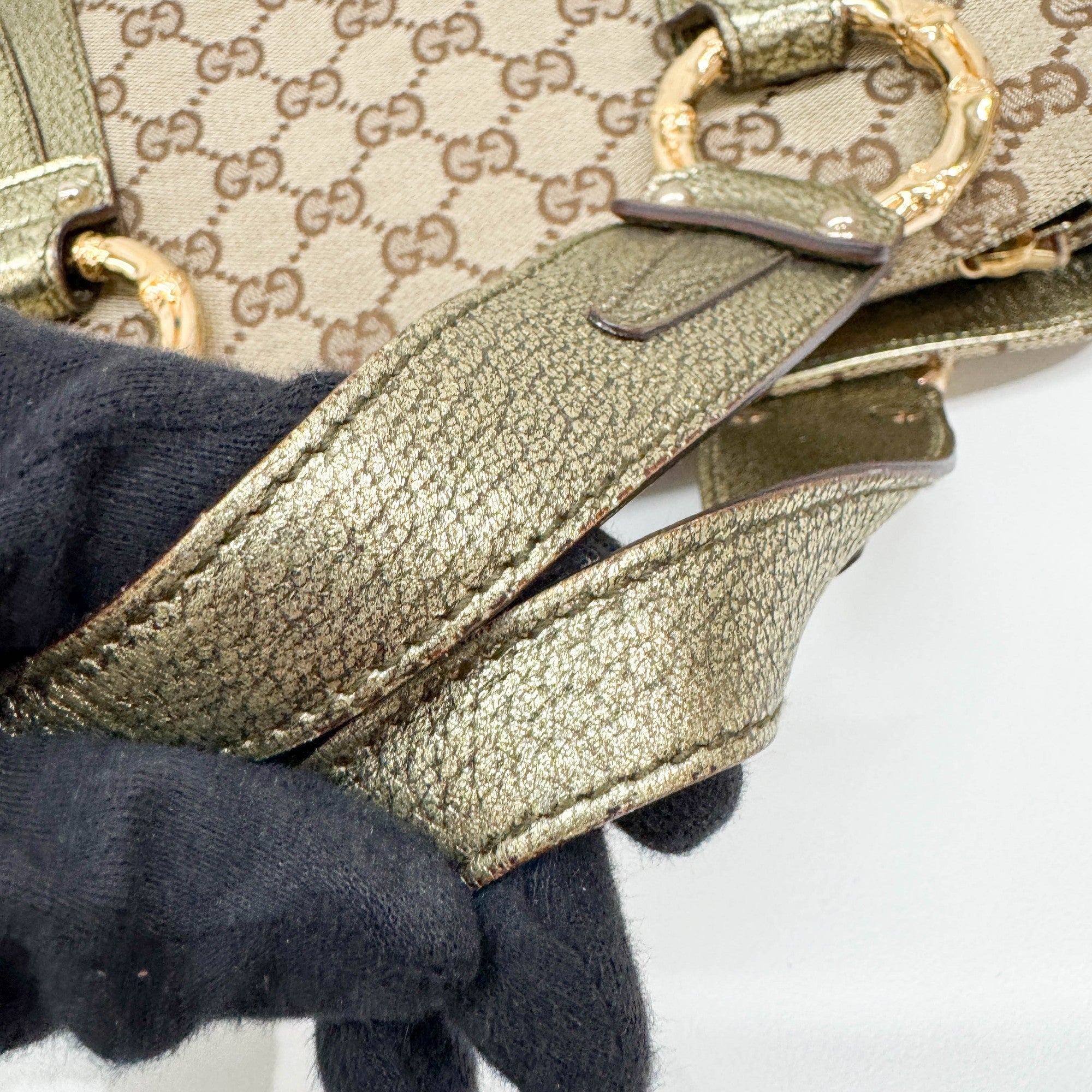 Bamboo Ring Brown GG Canvas Hand Bag