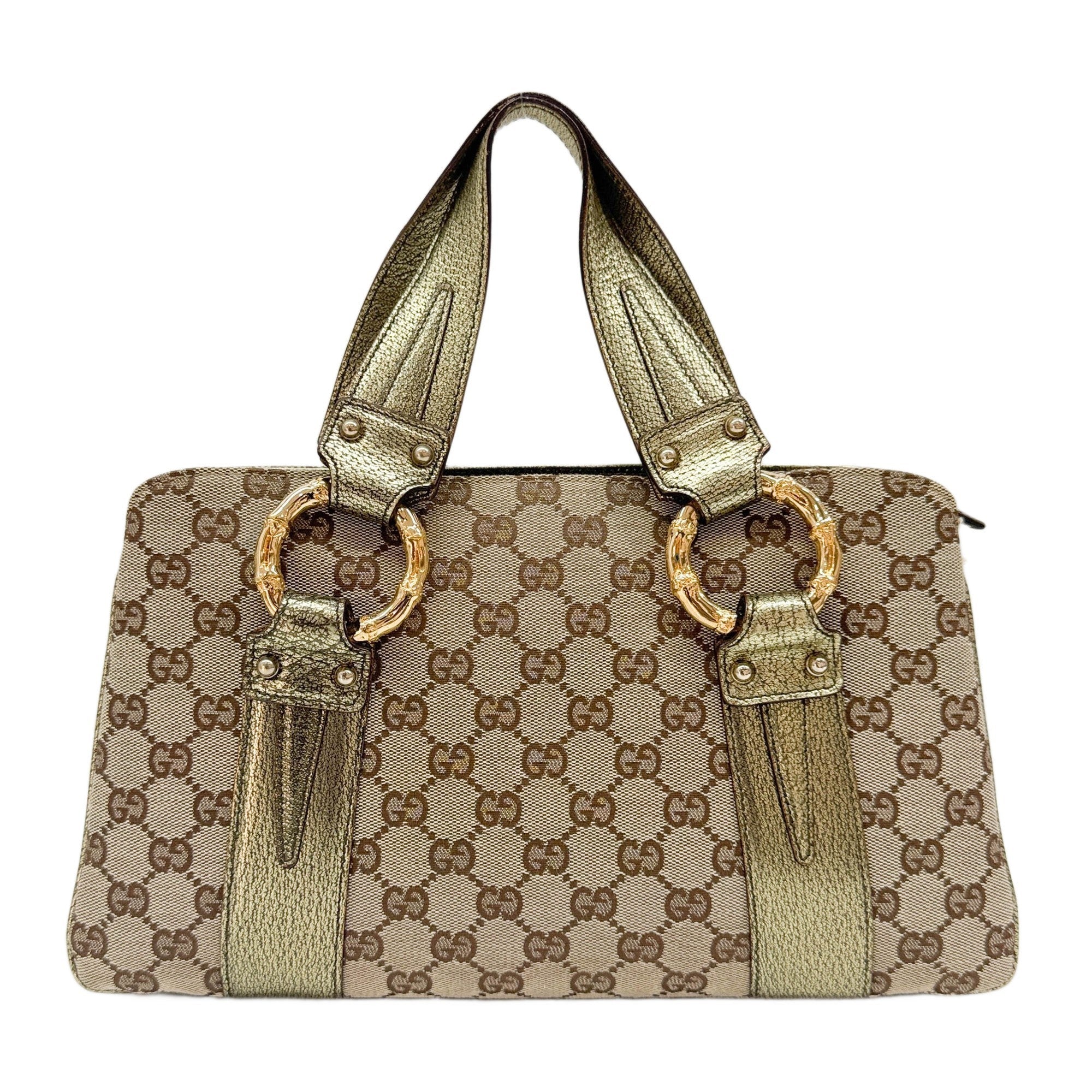 Bamboo Ring Brown GG Canvas Hand Bag