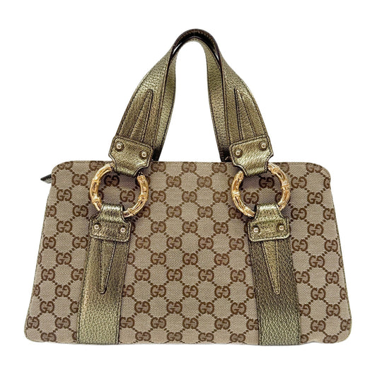 Bamboo Ring Brown GG Canvas Hand Bag