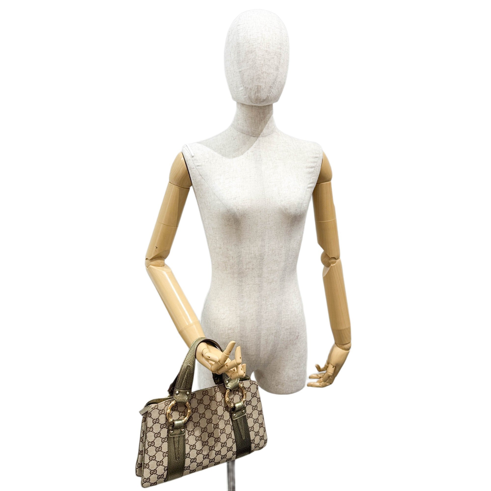 Bamboo Ring Brown GG Canvas Hand Bag