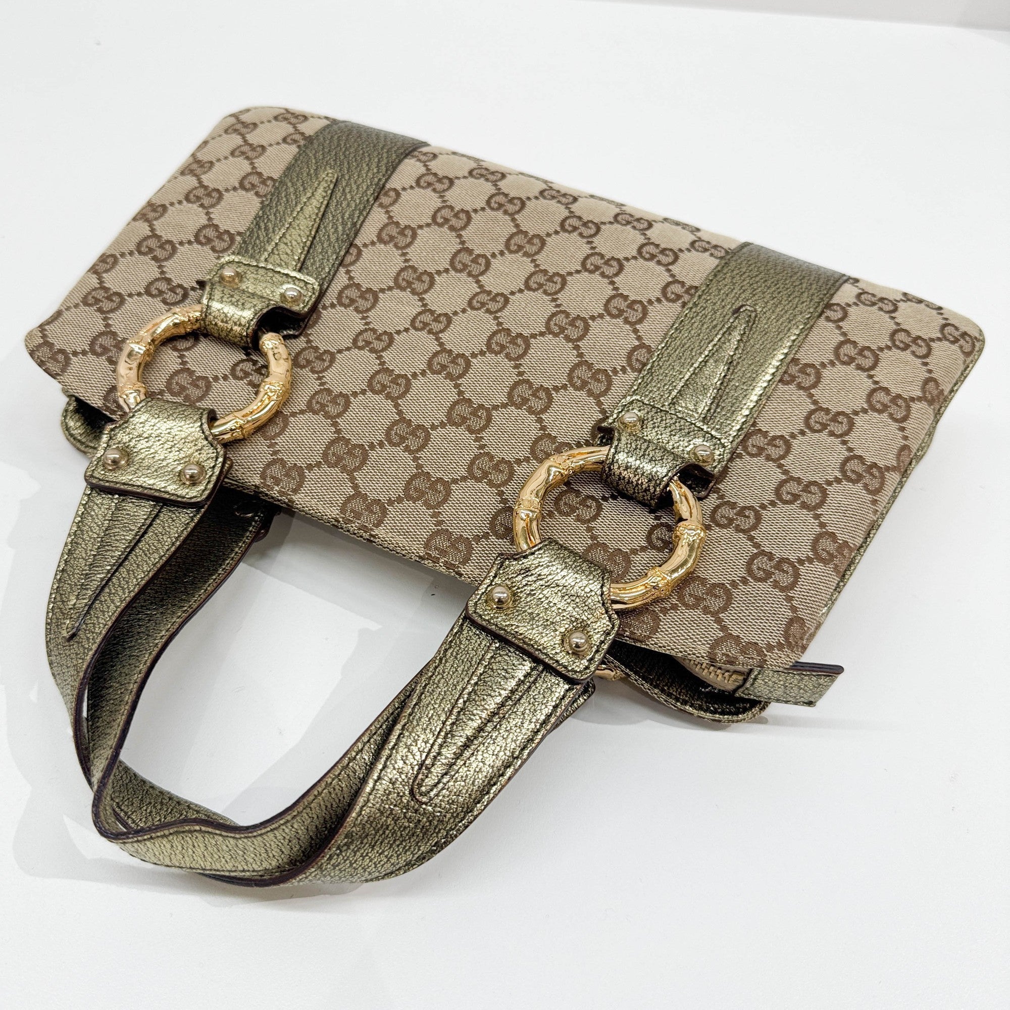 Bamboo Ring Brown GG Canvas Hand Bag