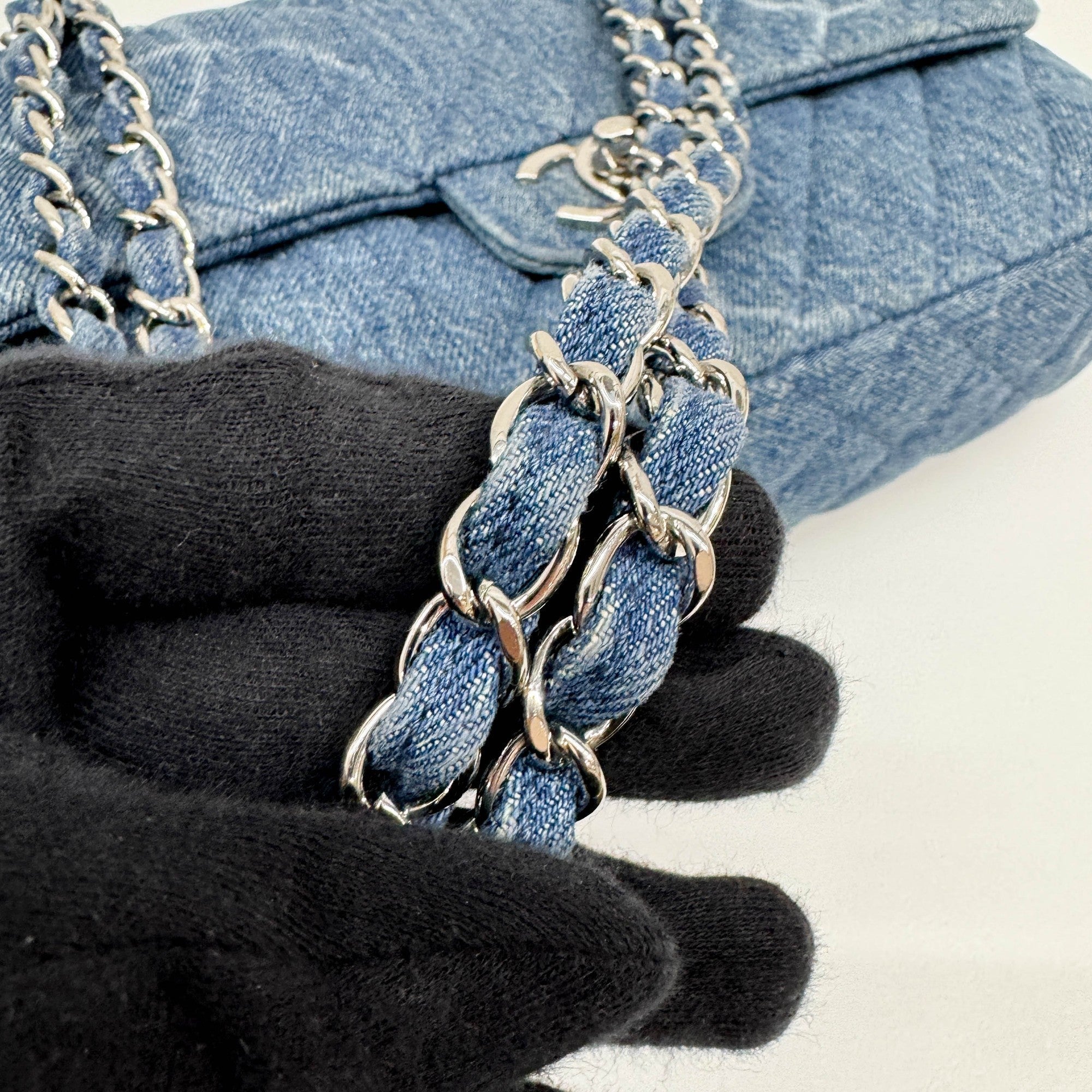 Classic Flap Blue Denim Shoulder Bag