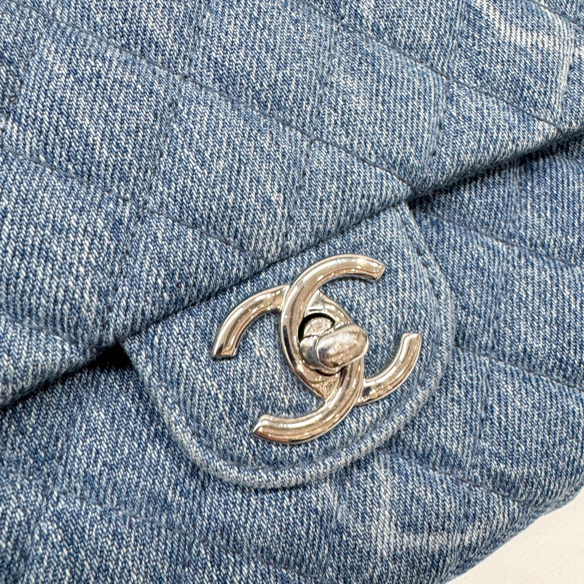 Classic Flap Blue Denim Shoulder Bag