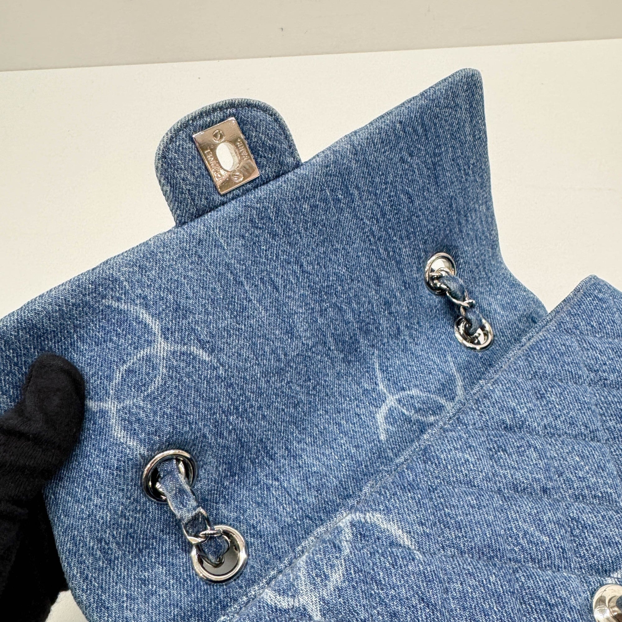 Classic Flap Blue Denim Shoulder Bag