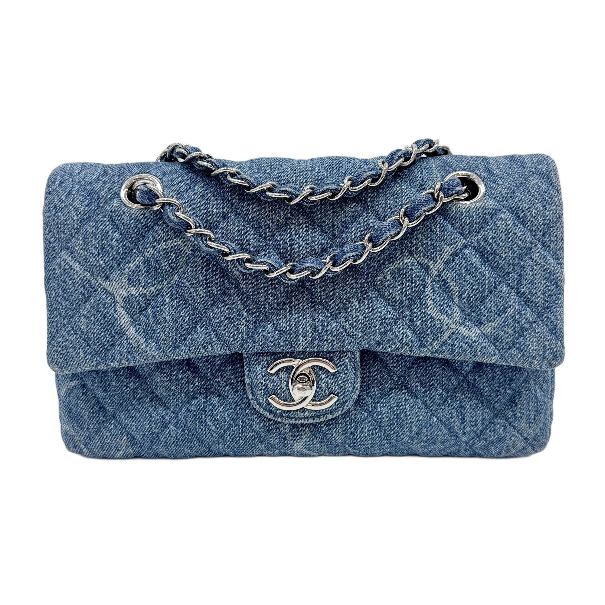 Classic Flap Blue Denim Shoulder Bag