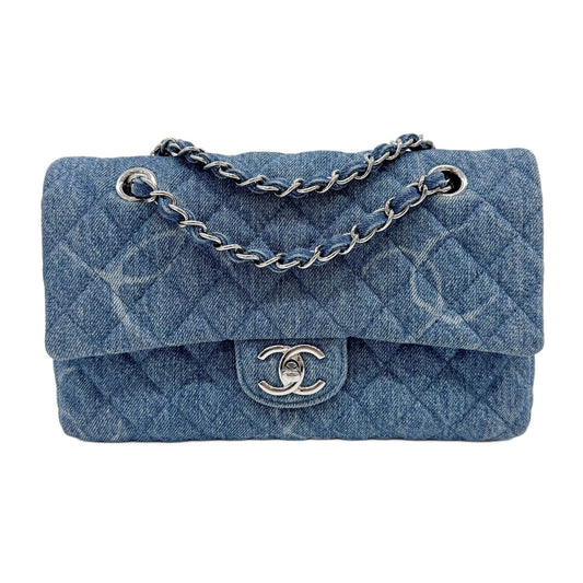 Classic Flap Blue Denim Shoulder Bag