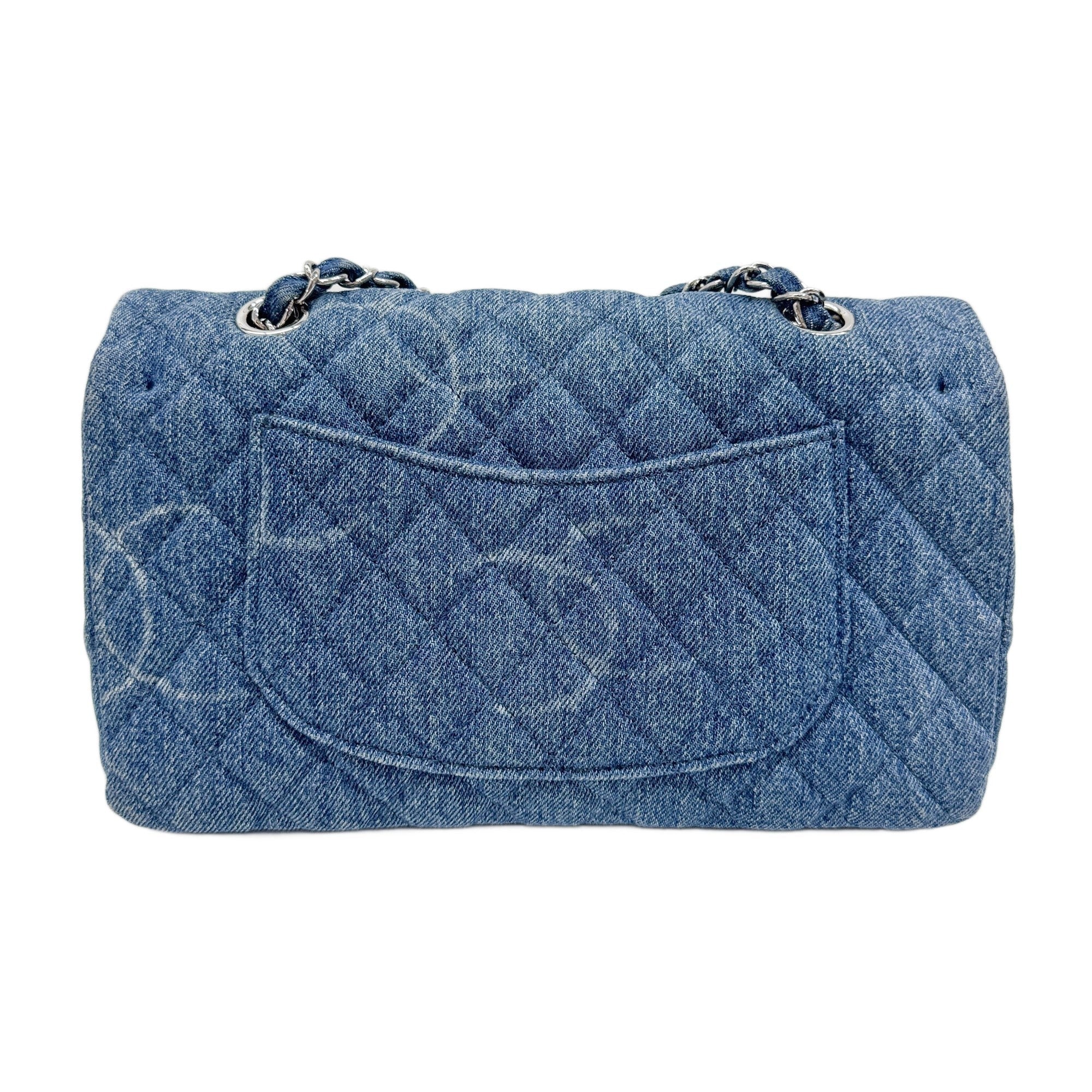 Classic Flap Blue Denim Shoulder Bag