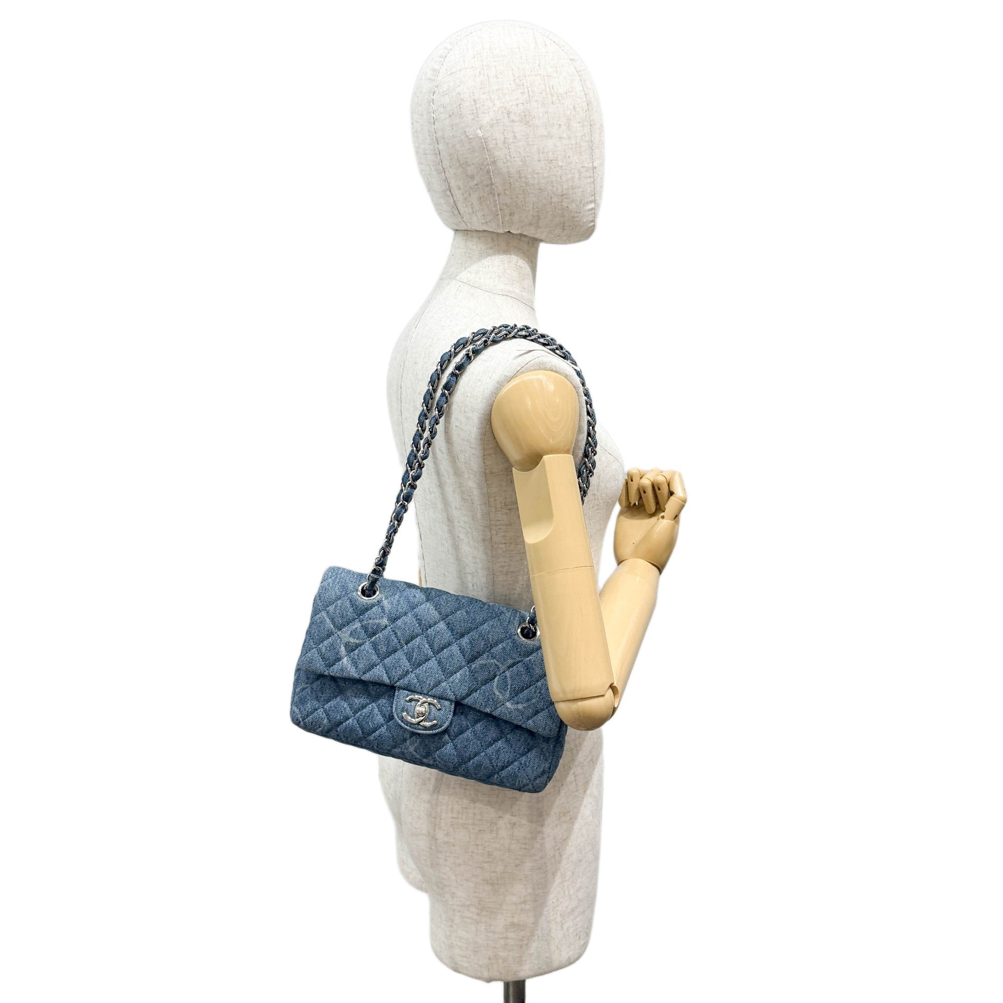 Classic Flap Blue Denim Shoulder Bag