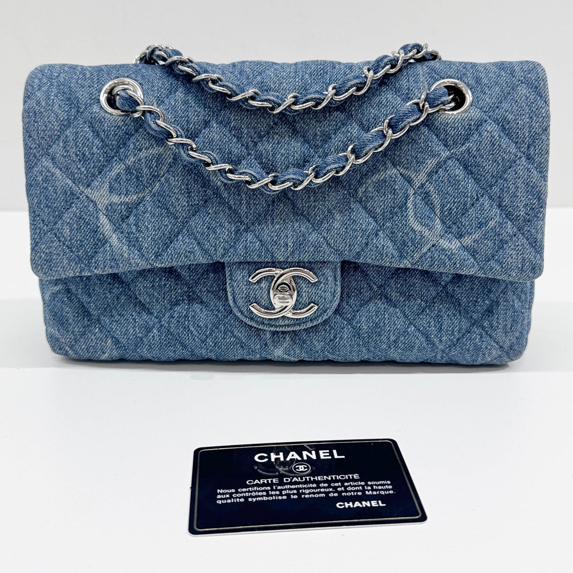 Classic Flap Blue Denim Shoulder Bag