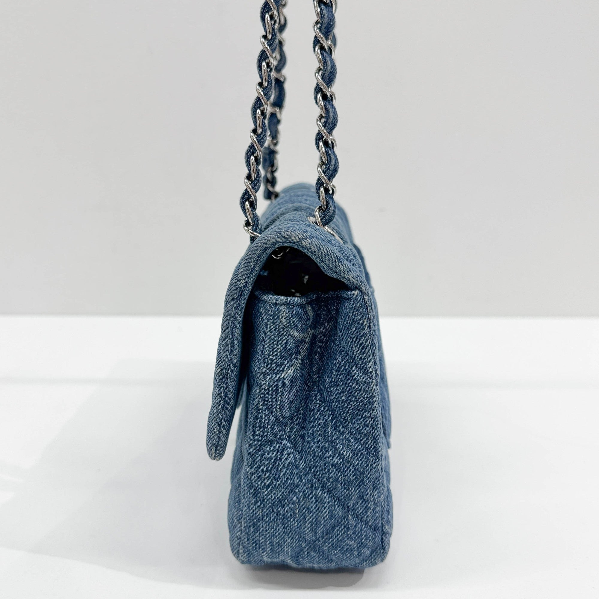 Classic Flap Blue Denim Shoulder Bag