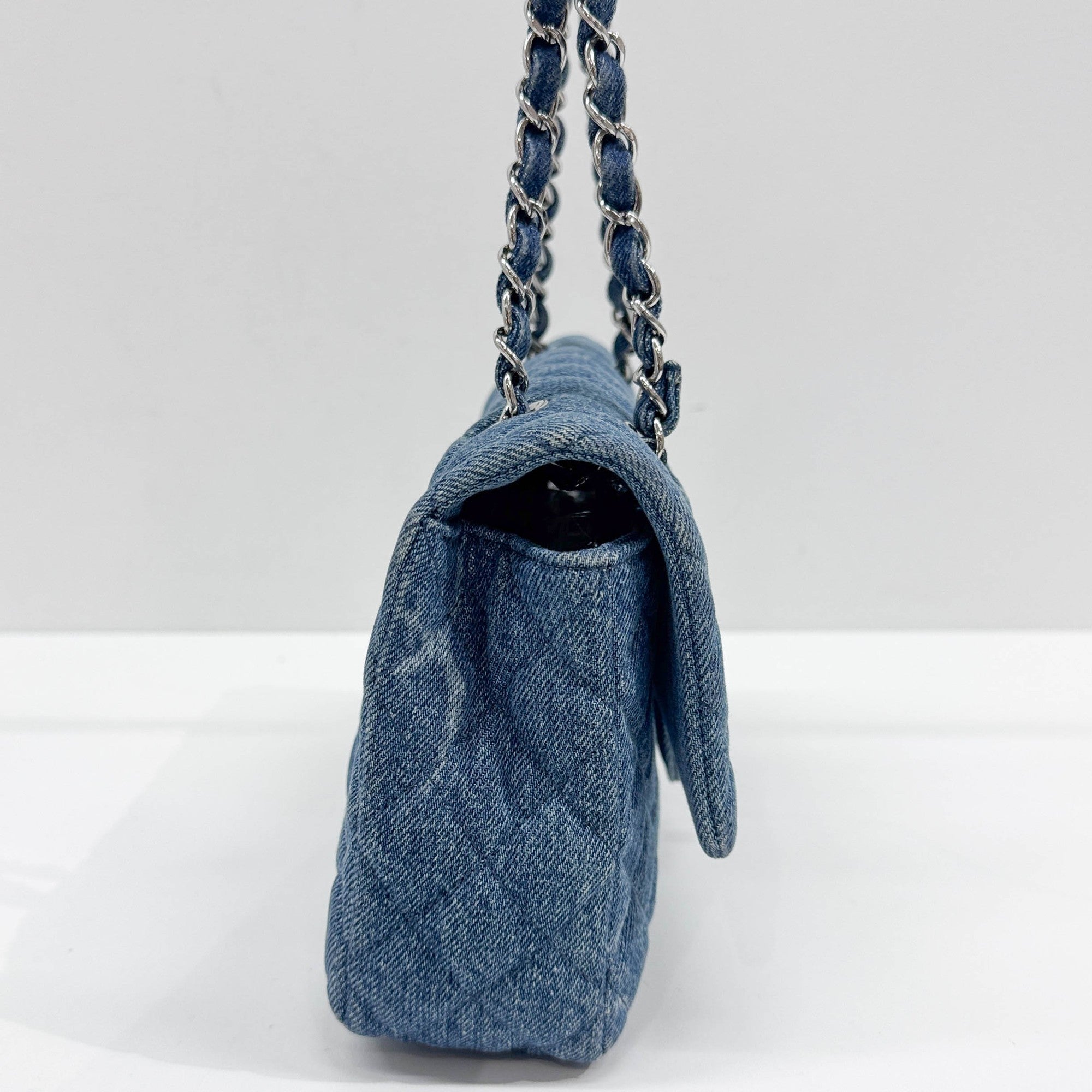 Classic Flap Blue Denim Shoulder Bag