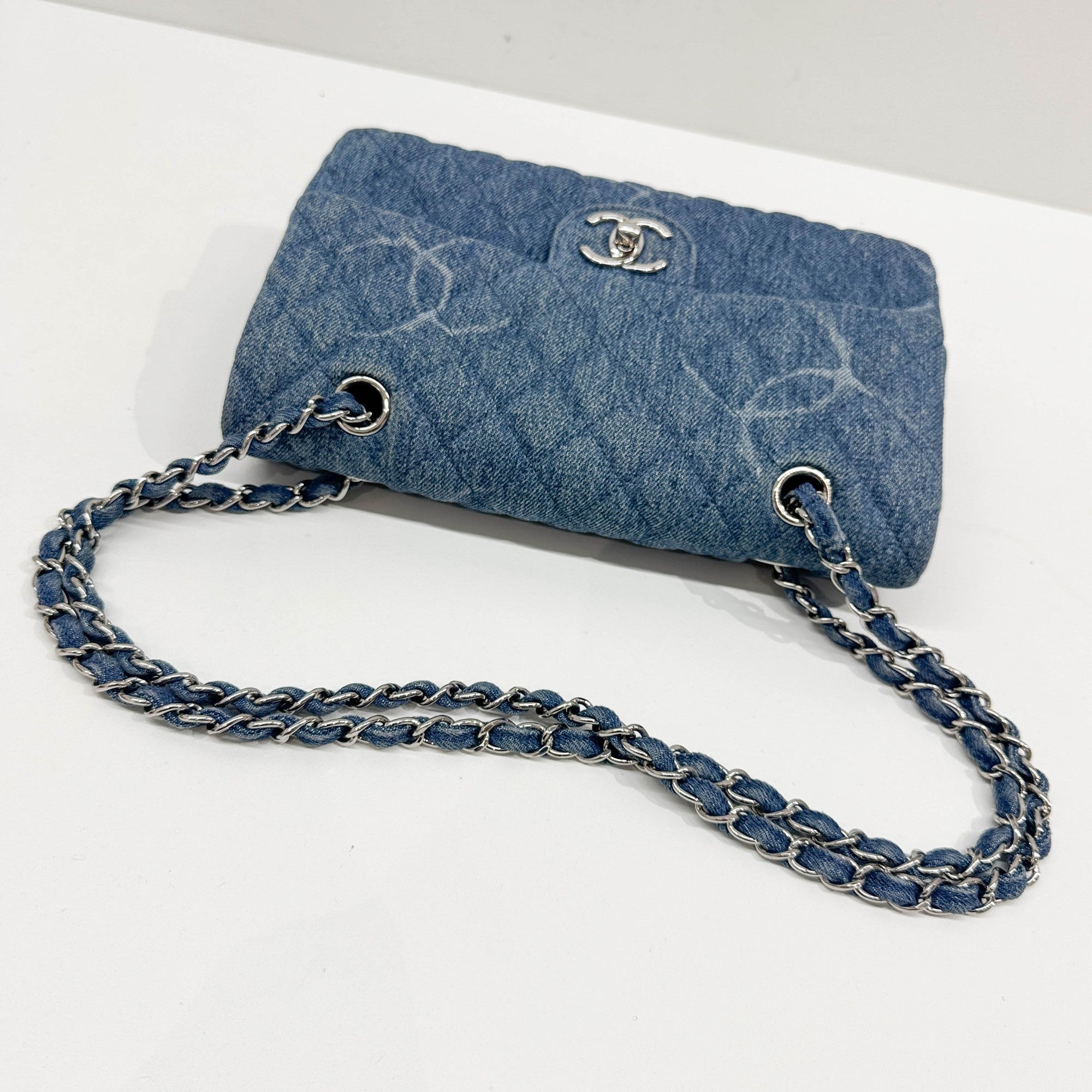 Classic Flap Blue Denim Shoulder Bag