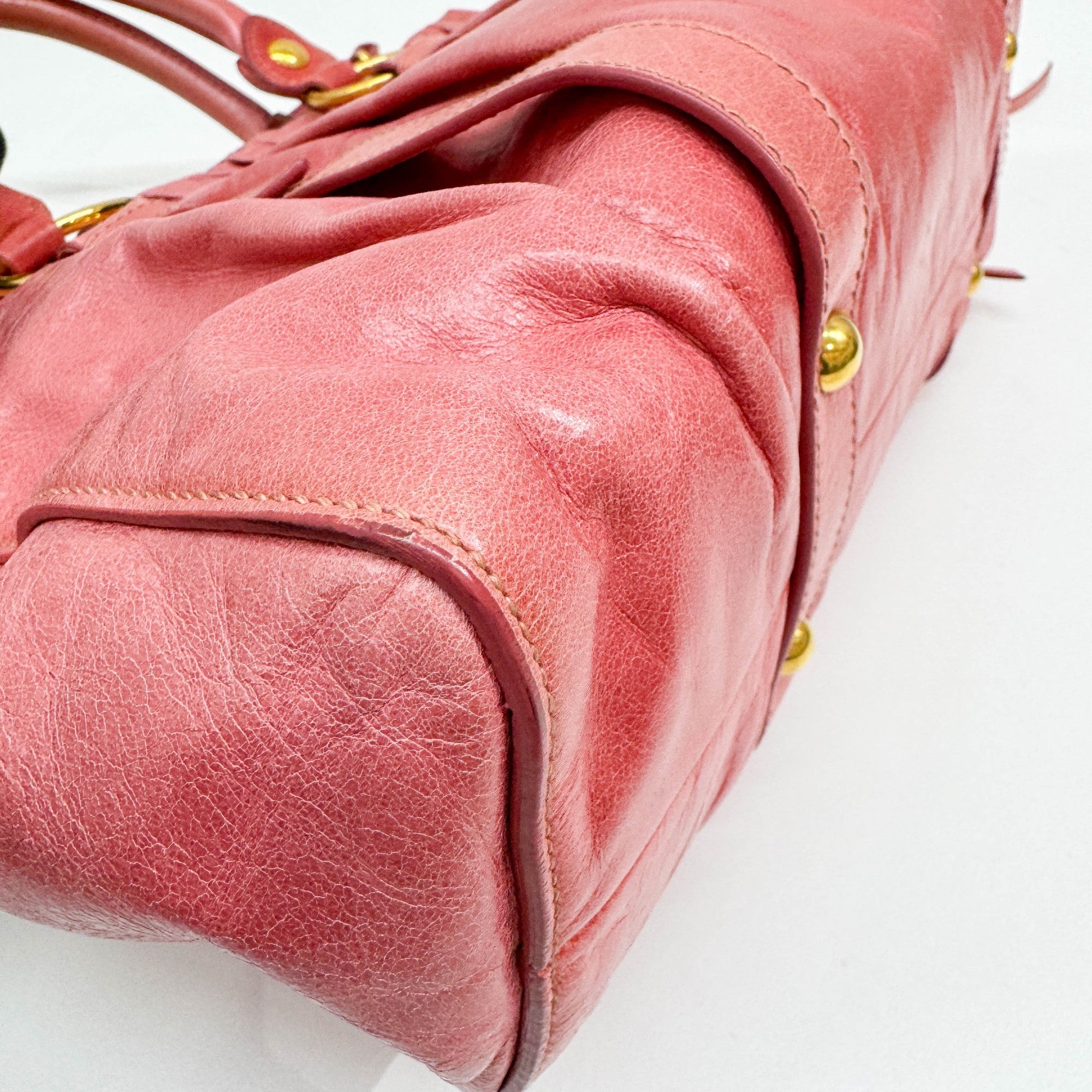 Vitello Pink Leather Two Way Bag