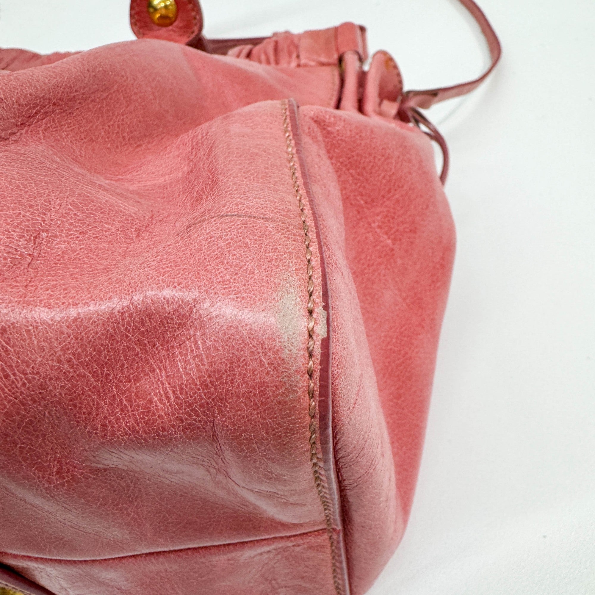 Vitello Pink Leather Two Way Bag