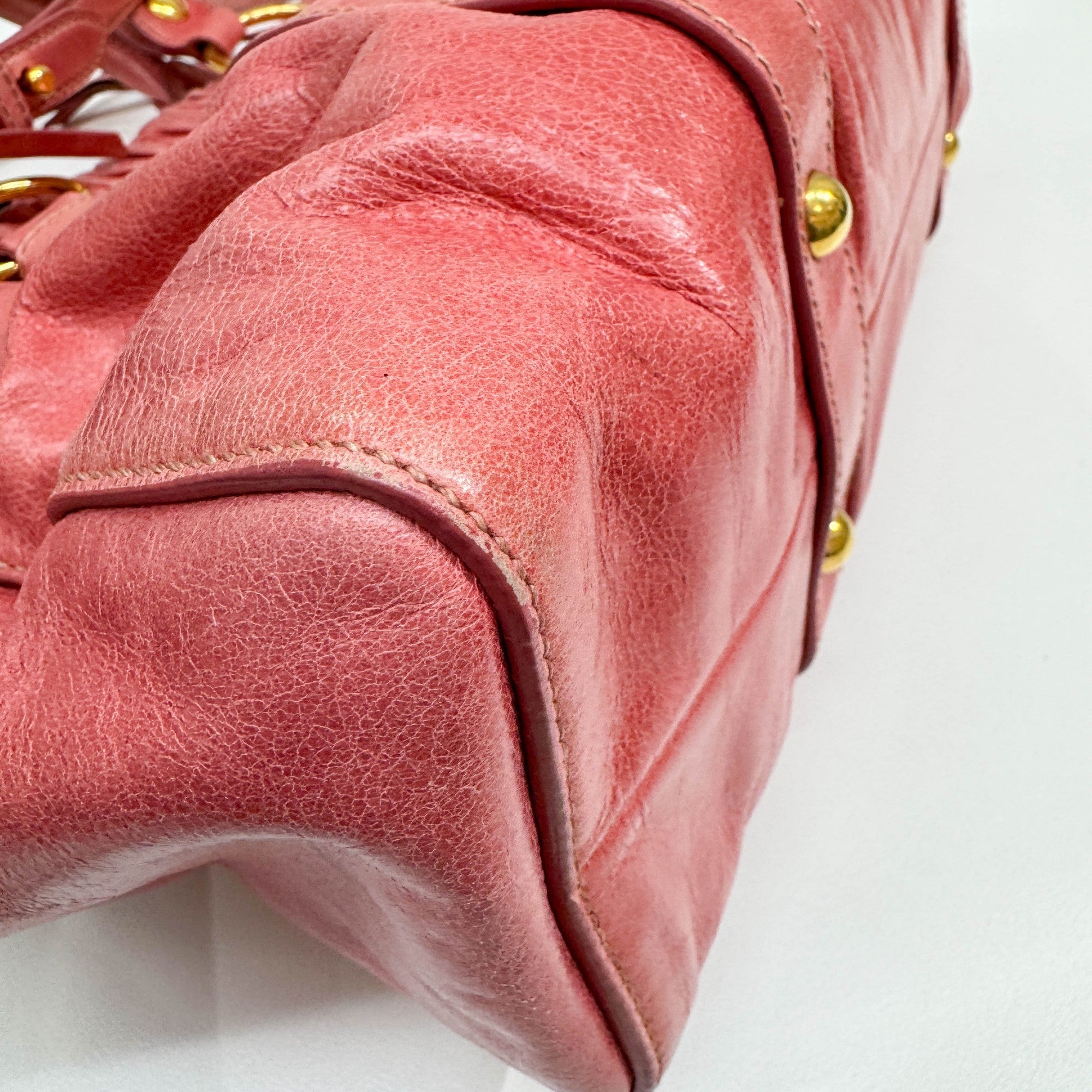 Vitello Pink Leather Two Way Bag