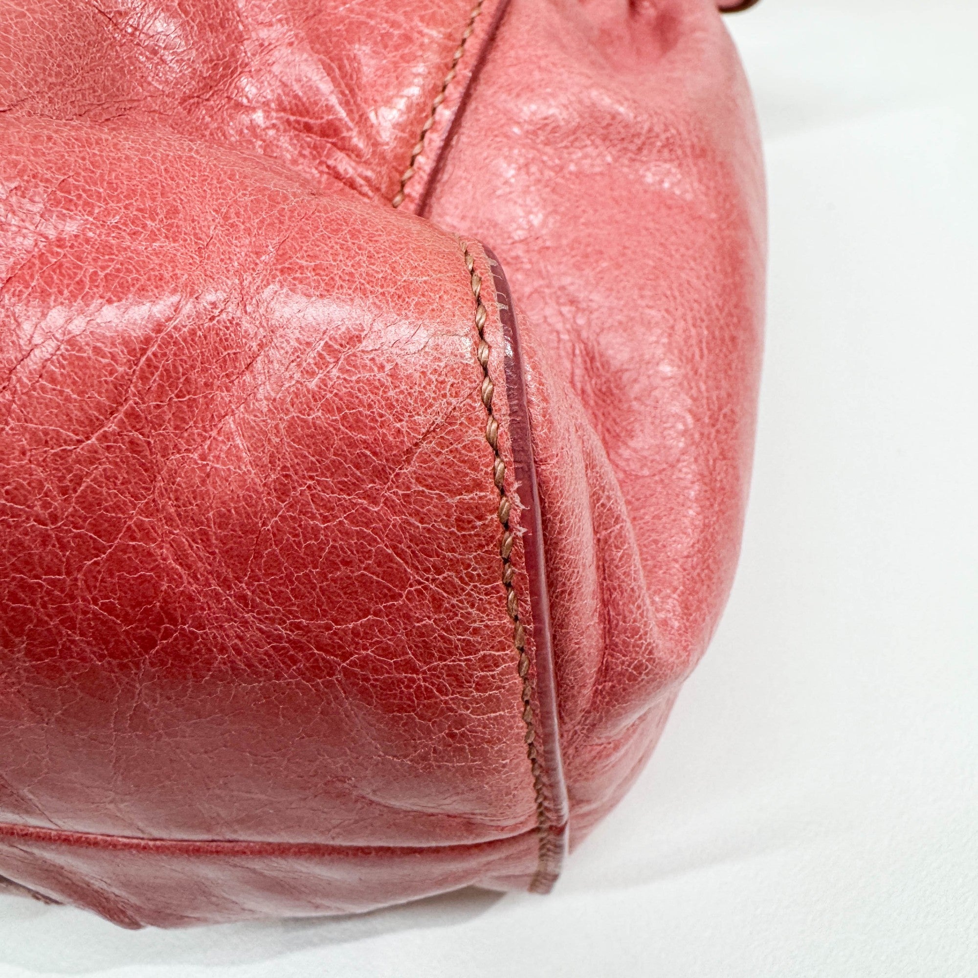 Vitello Pink Leather Two Way Bag