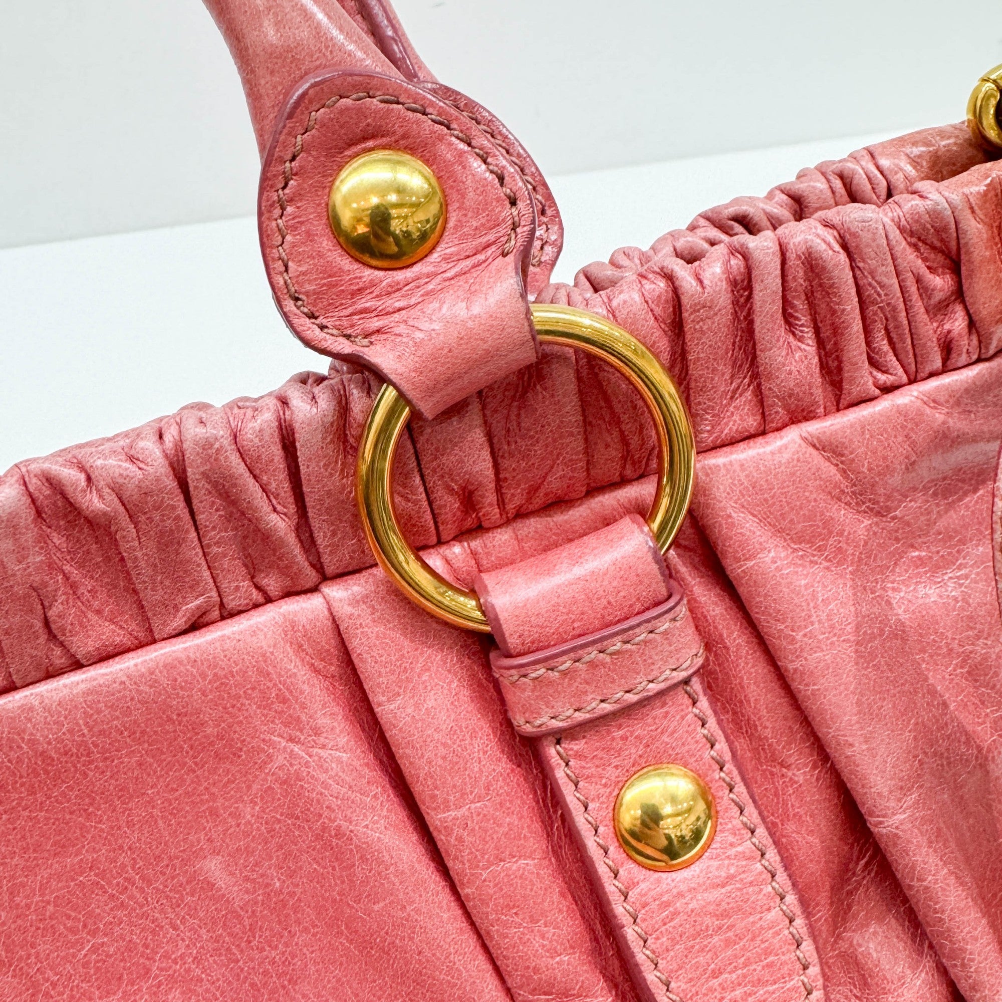 Vitello Pink Leather Two Way Bag