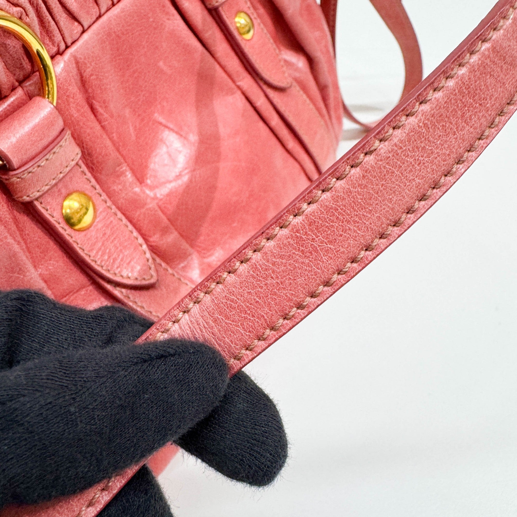 Vitello Pink Leather Two Way Bag