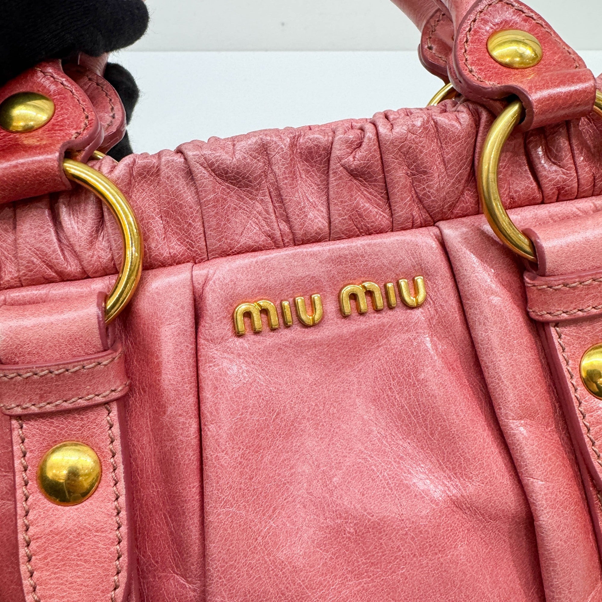 Vitello Pink Leather Two Way Bag
