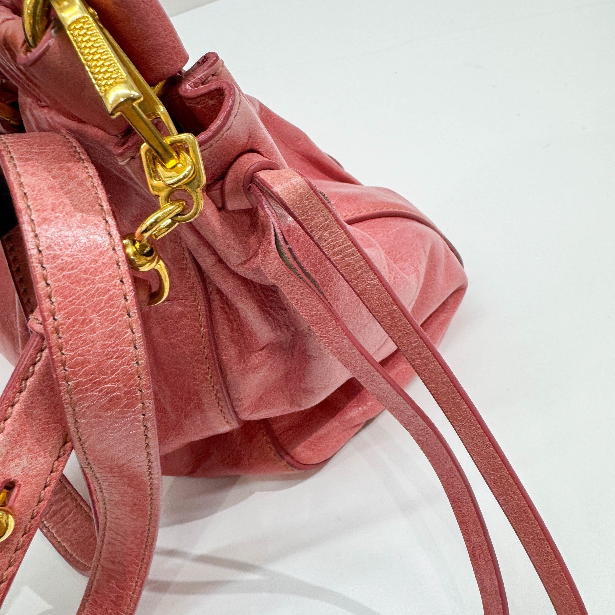Vitello Pink Leather Two Way Bag