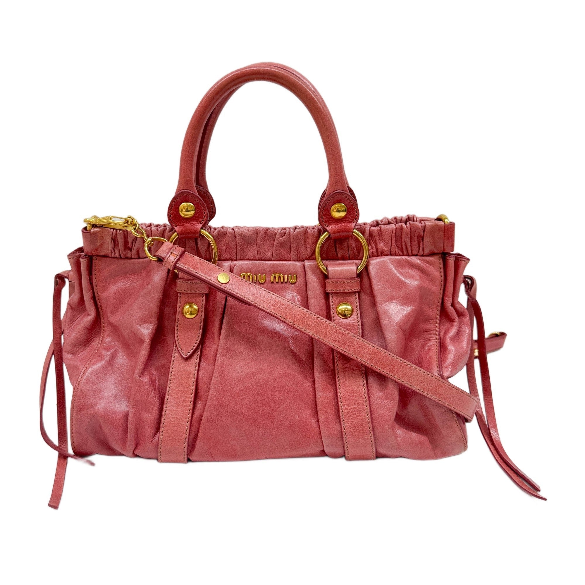 Vitello Pink Leather Two Way Bag