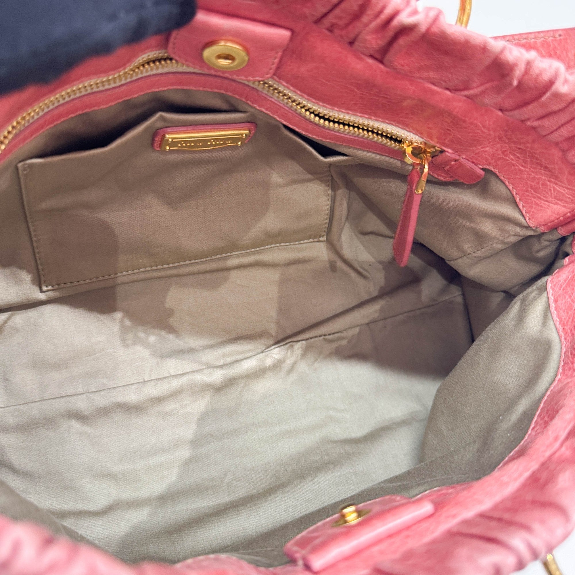 Vitello Pink Leather Two Way Bag