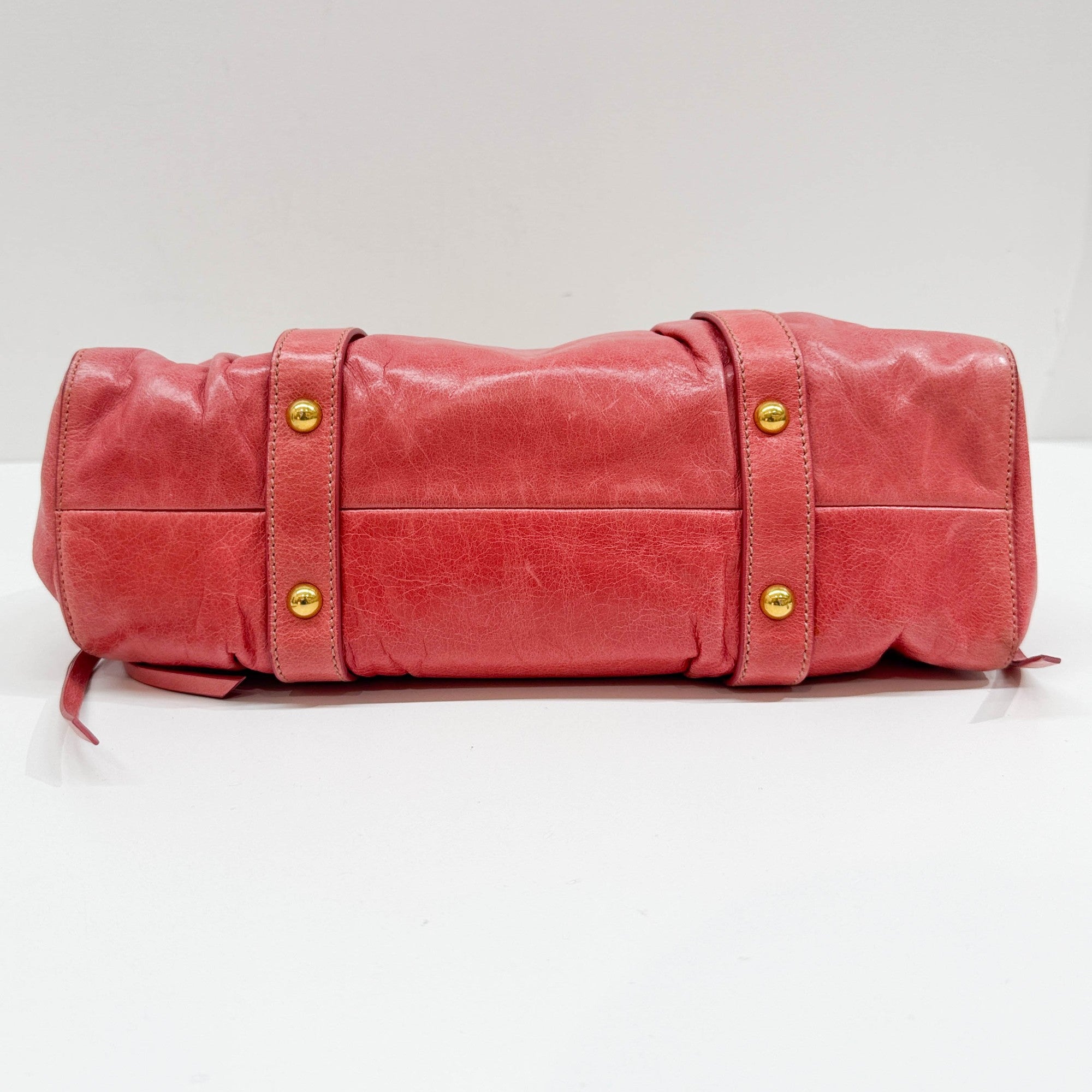 Vitello Pink Leather Two Way Bag