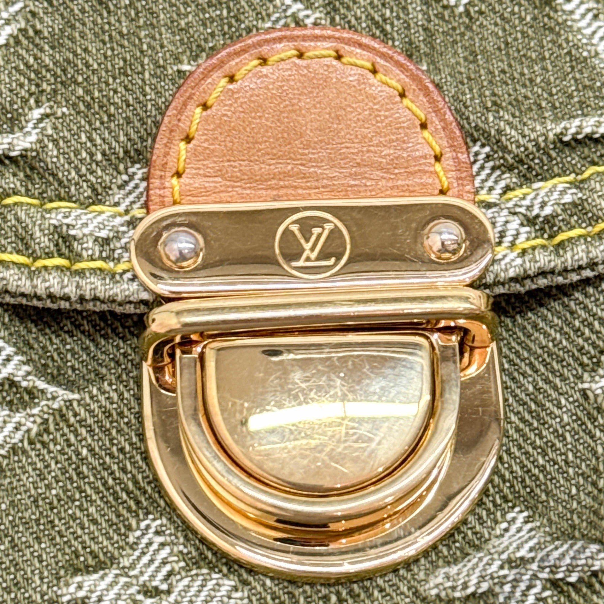 Mini Pleaty Green Denim Monogram Canvas Shoulder Bag