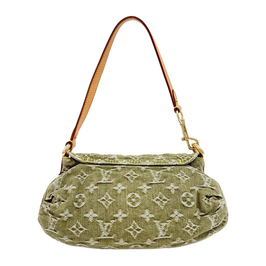 Mini Pleaty Green Denim Monogram Canvas Shoulder Bag