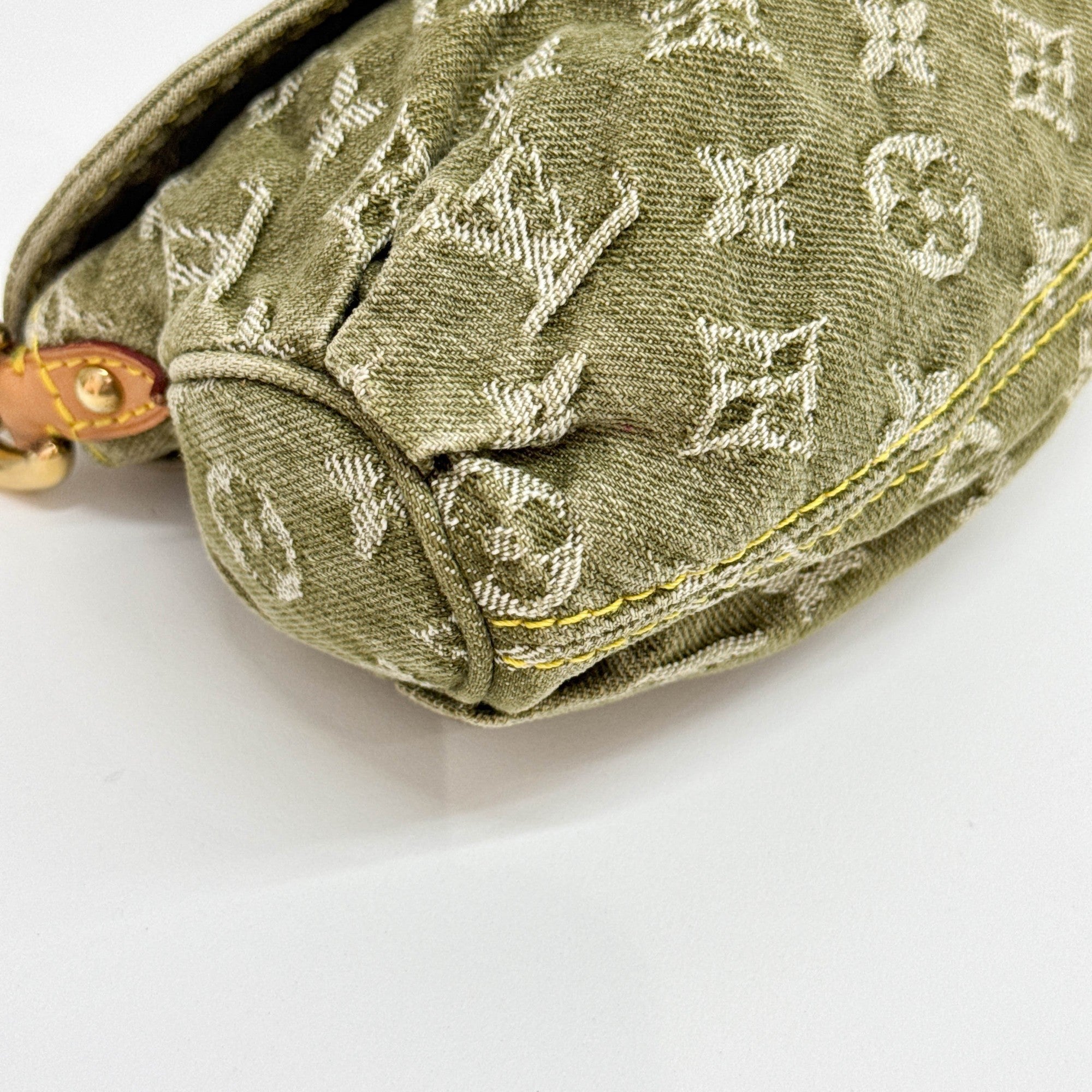 Mini Pleaty Green Denim Monogram Canvas Shoulder Bag
