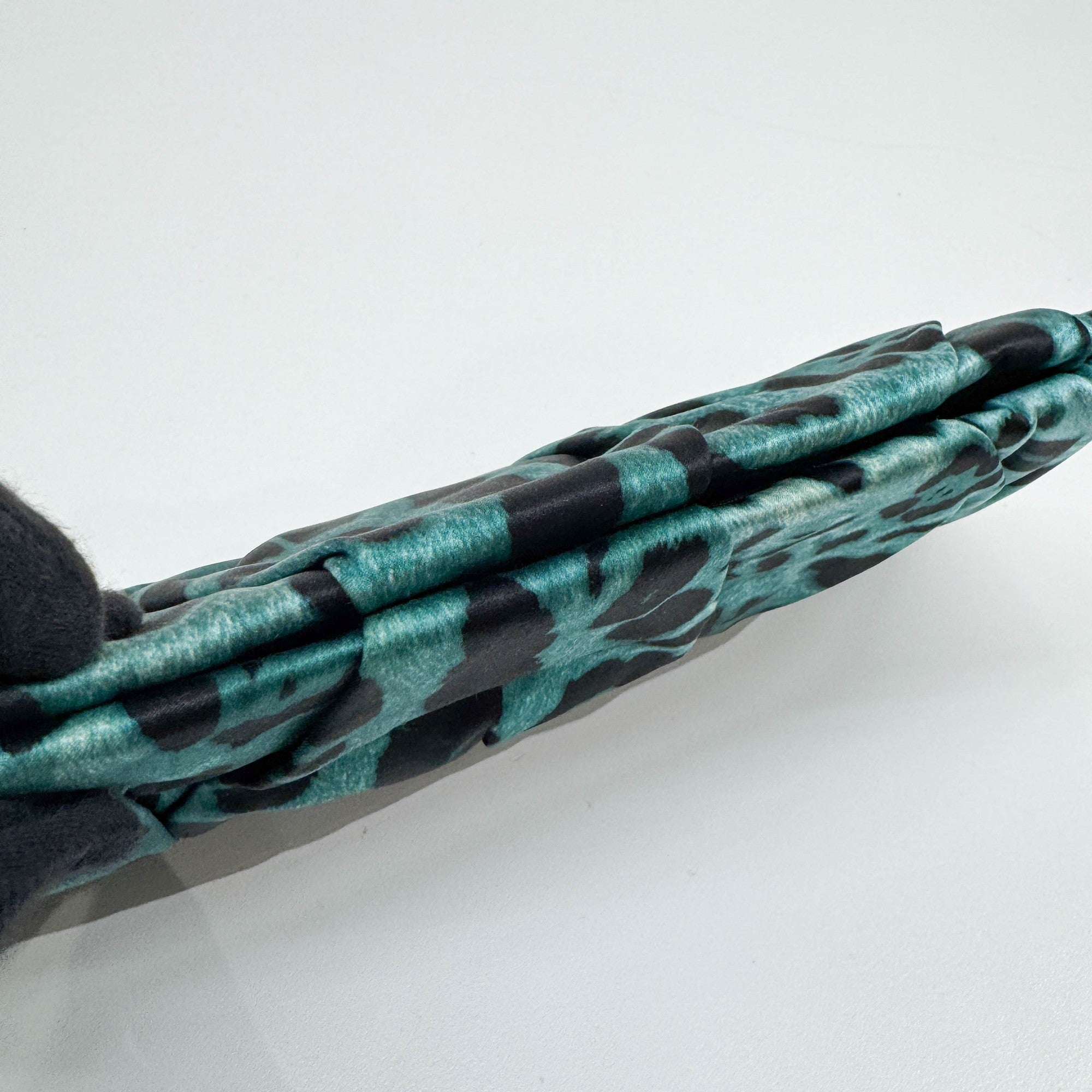 Turquoise Leopard Print Satin Clutch Bag