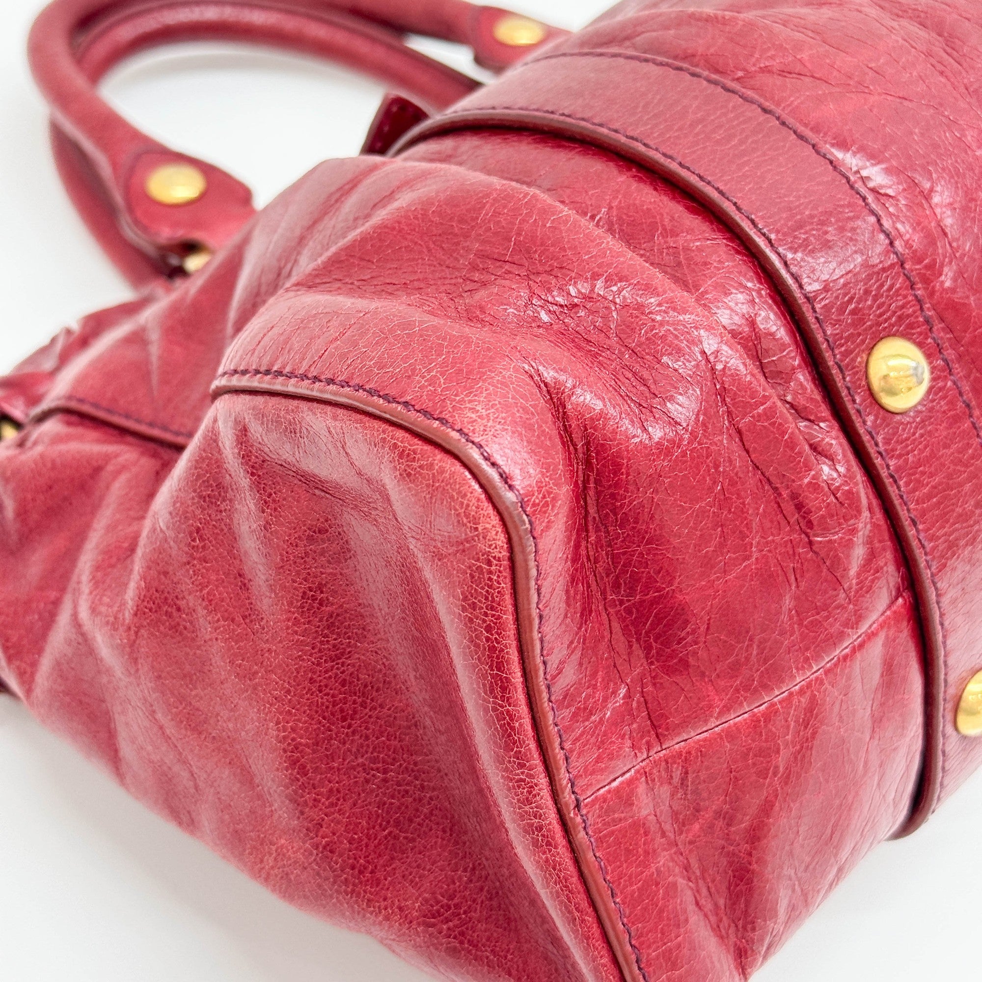 Vitello Red Leather Two Way Bag