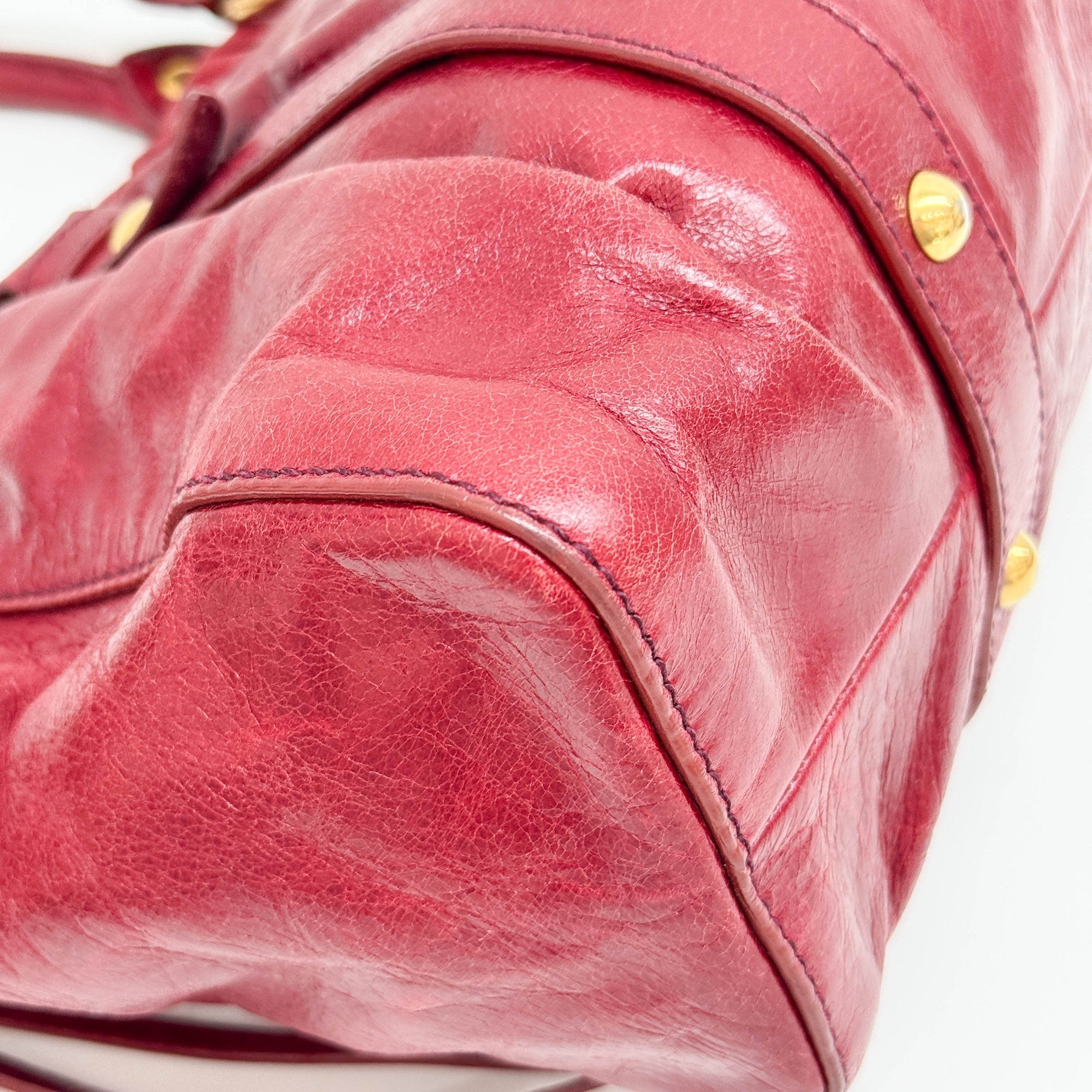 Vitello Red Leather Two Way Bag