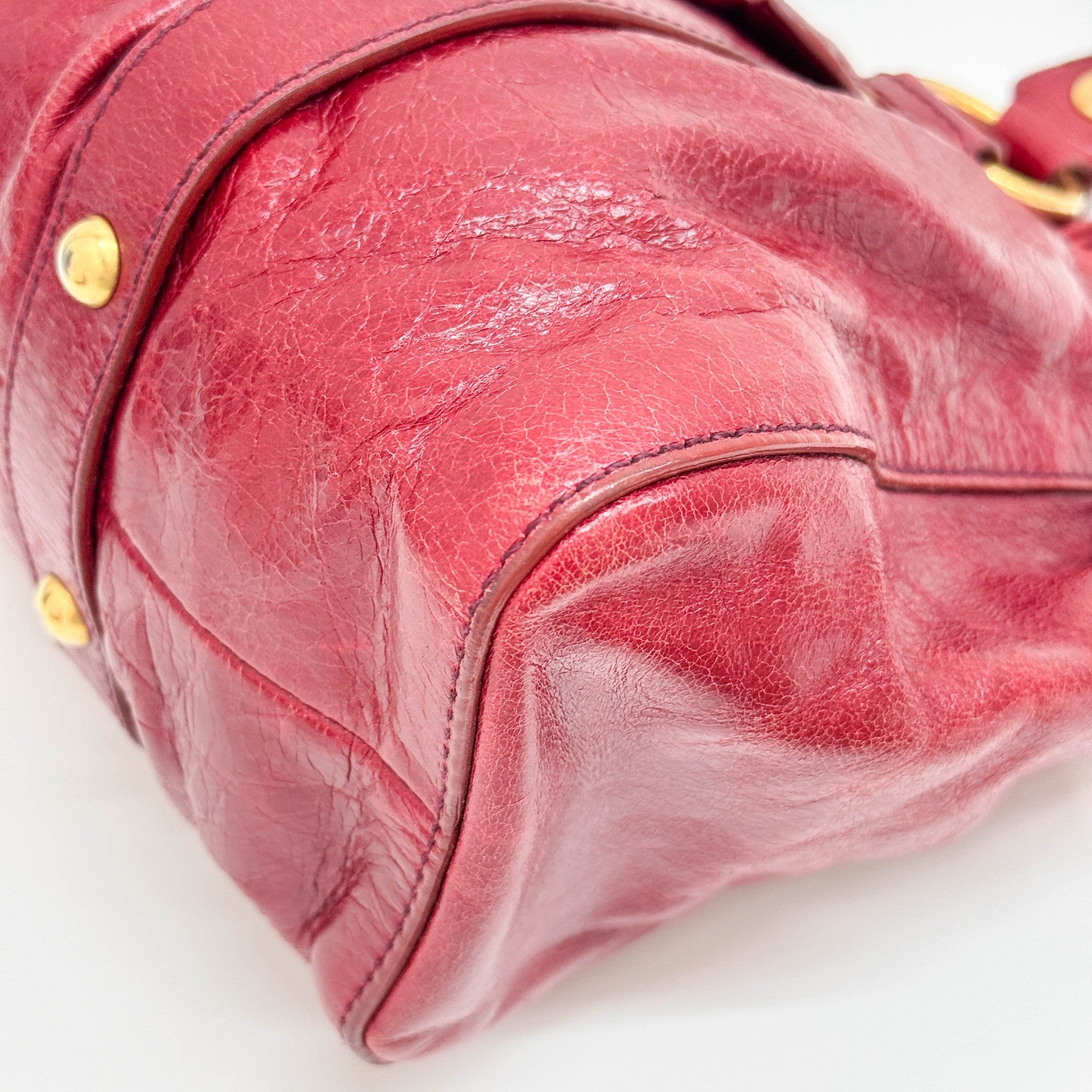 Vitello Red Leather Two Way Bag