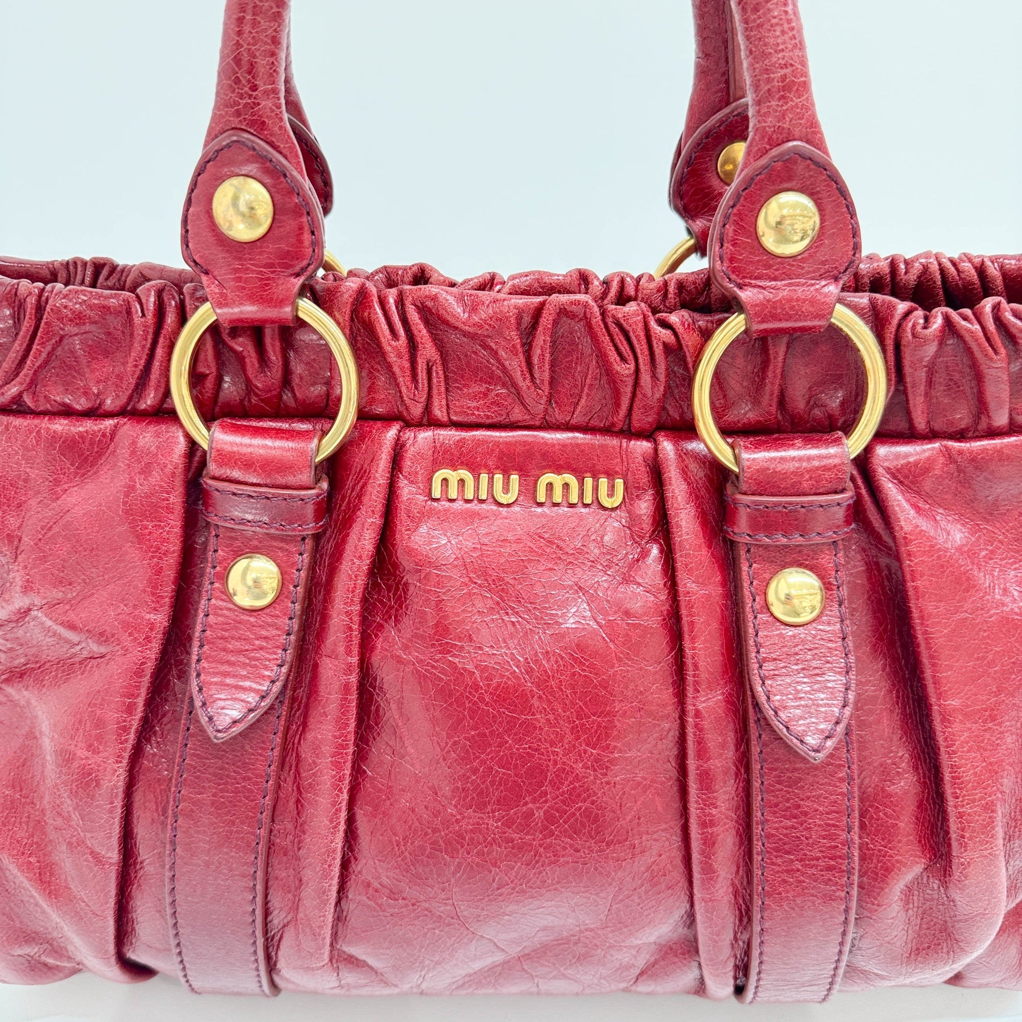 Vitello Red Leather Two Way Bag