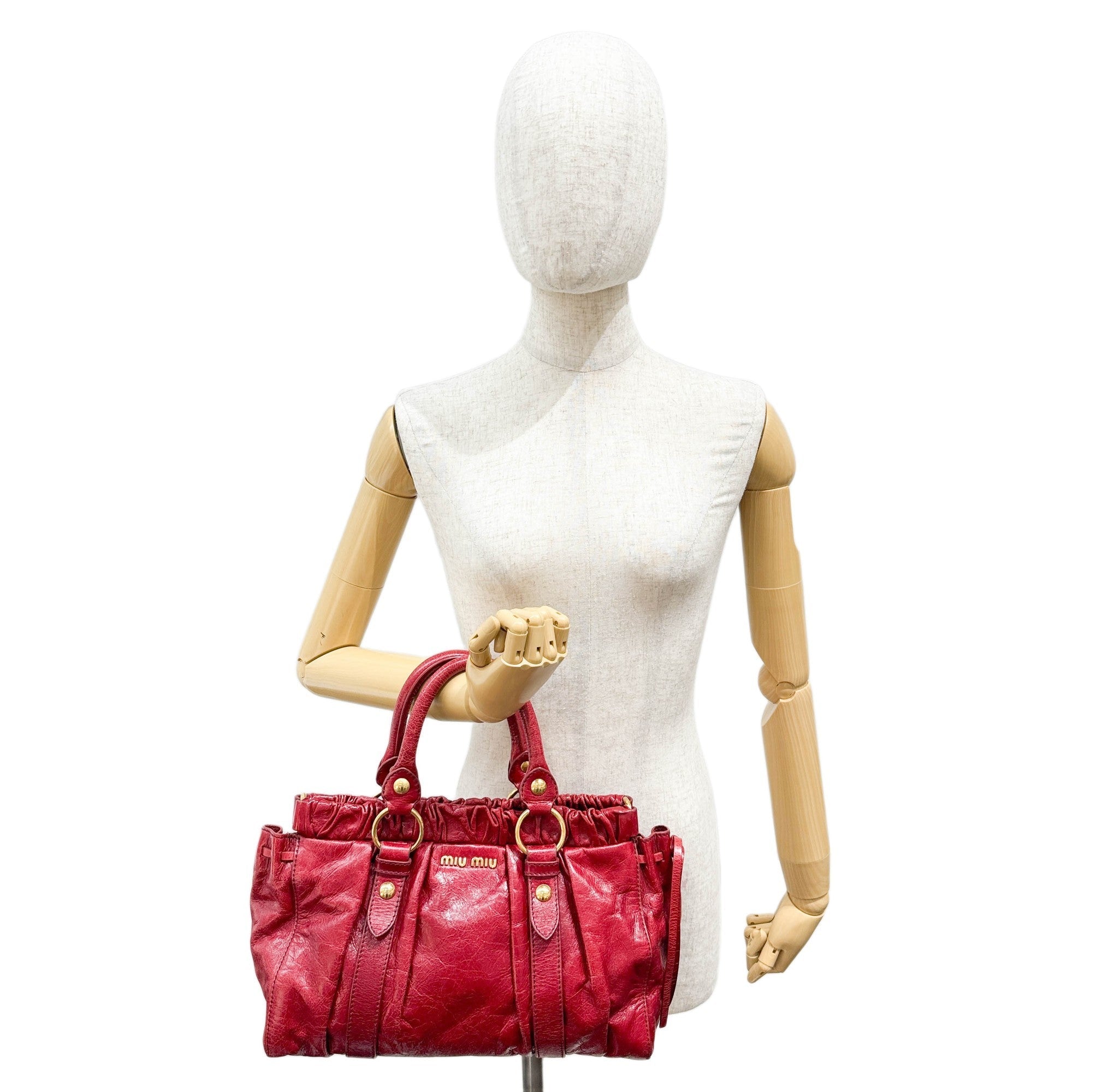 Vitello Red Leather Two Way Bag