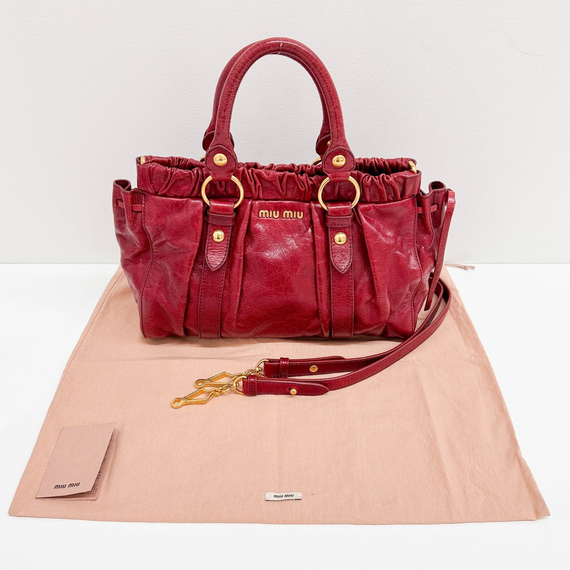 Vitello Red Leather Two Way Bag
