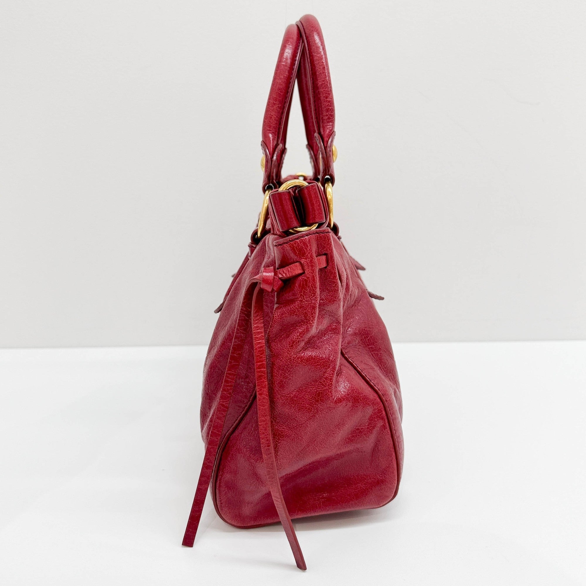 Vitello Red Leather Two Way Bag