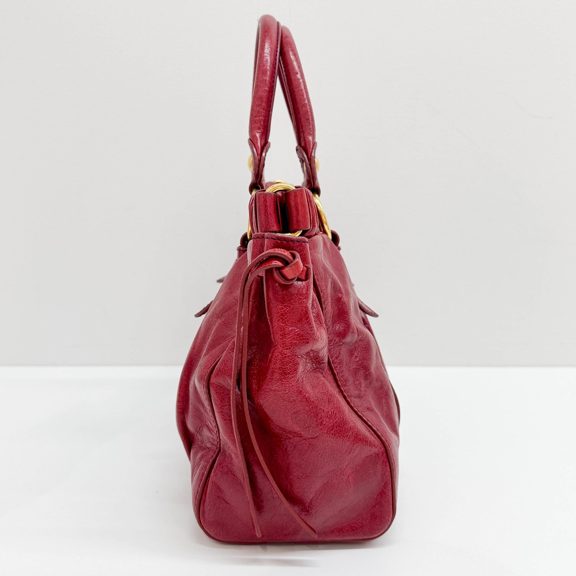 Vitello Red Leather Two Way Bag