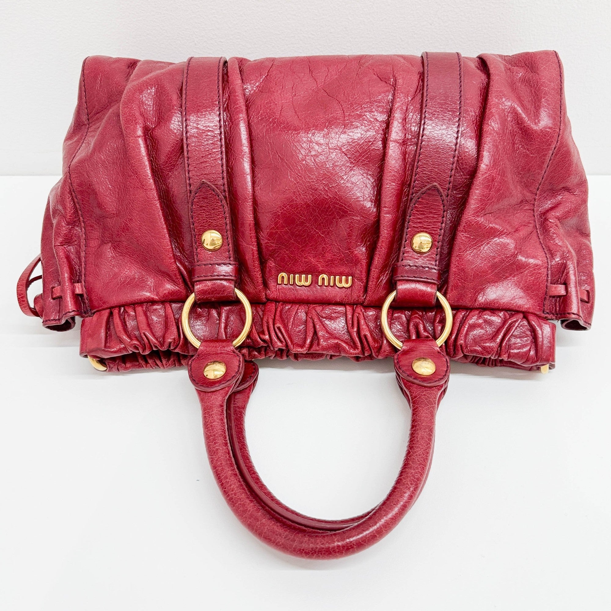 Vitello Red Leather Two Way Bag