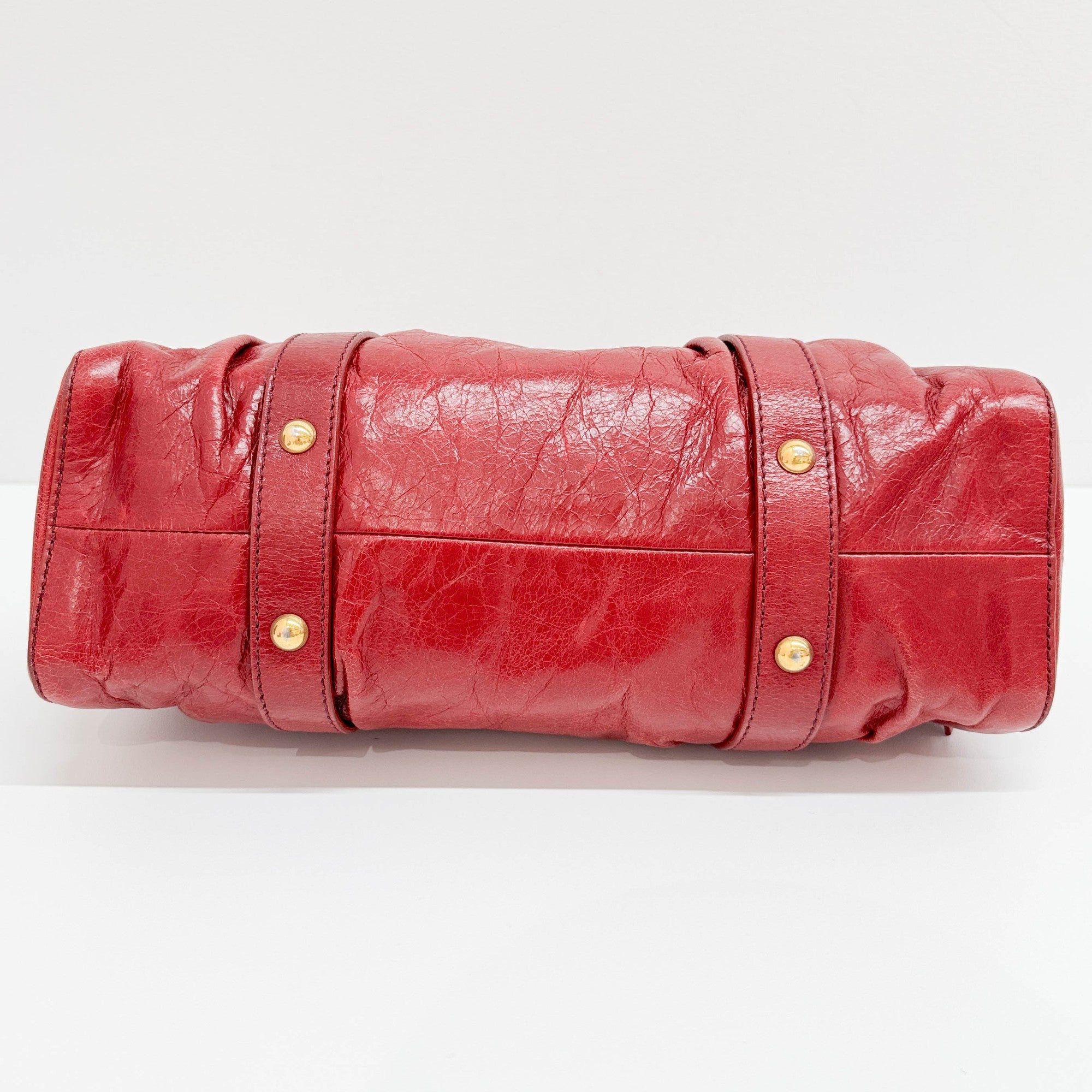 Vitello Red Leather Two Way Bag