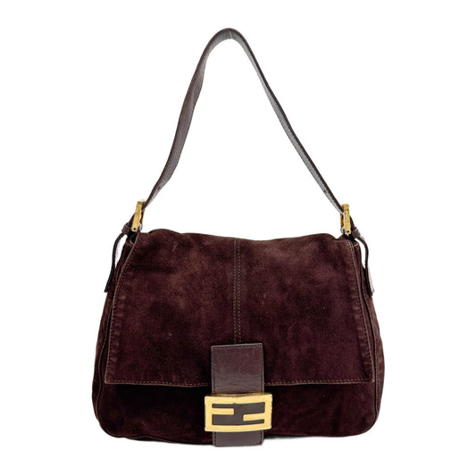 Mamma Baguette Brown Suede Shoulder Bag